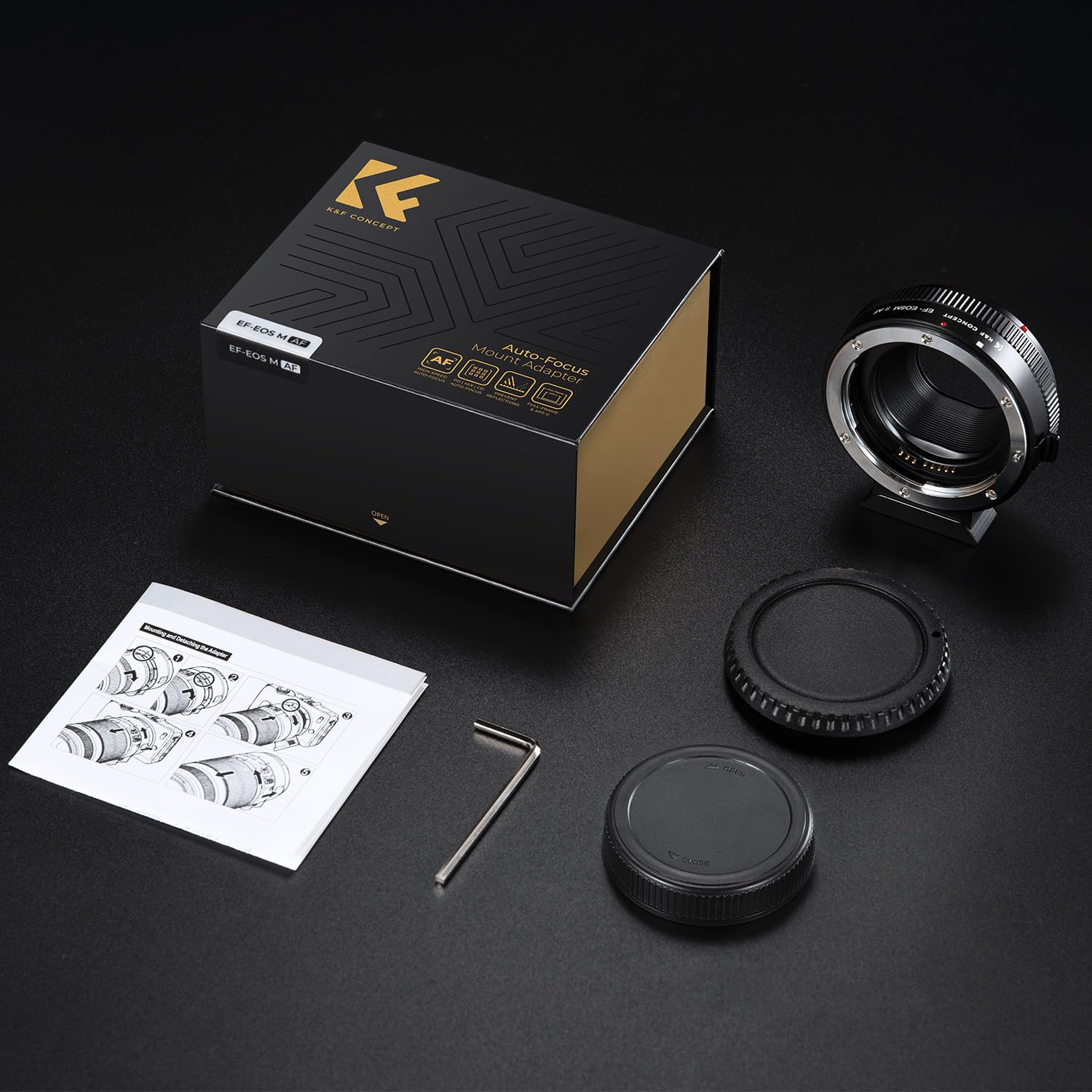 K&F CONCEPT Compatibile con Canon EF/EF-S su EOS M Adattatore Auto 2a Generazione in Metallo con AF con Cappucci Protettivi