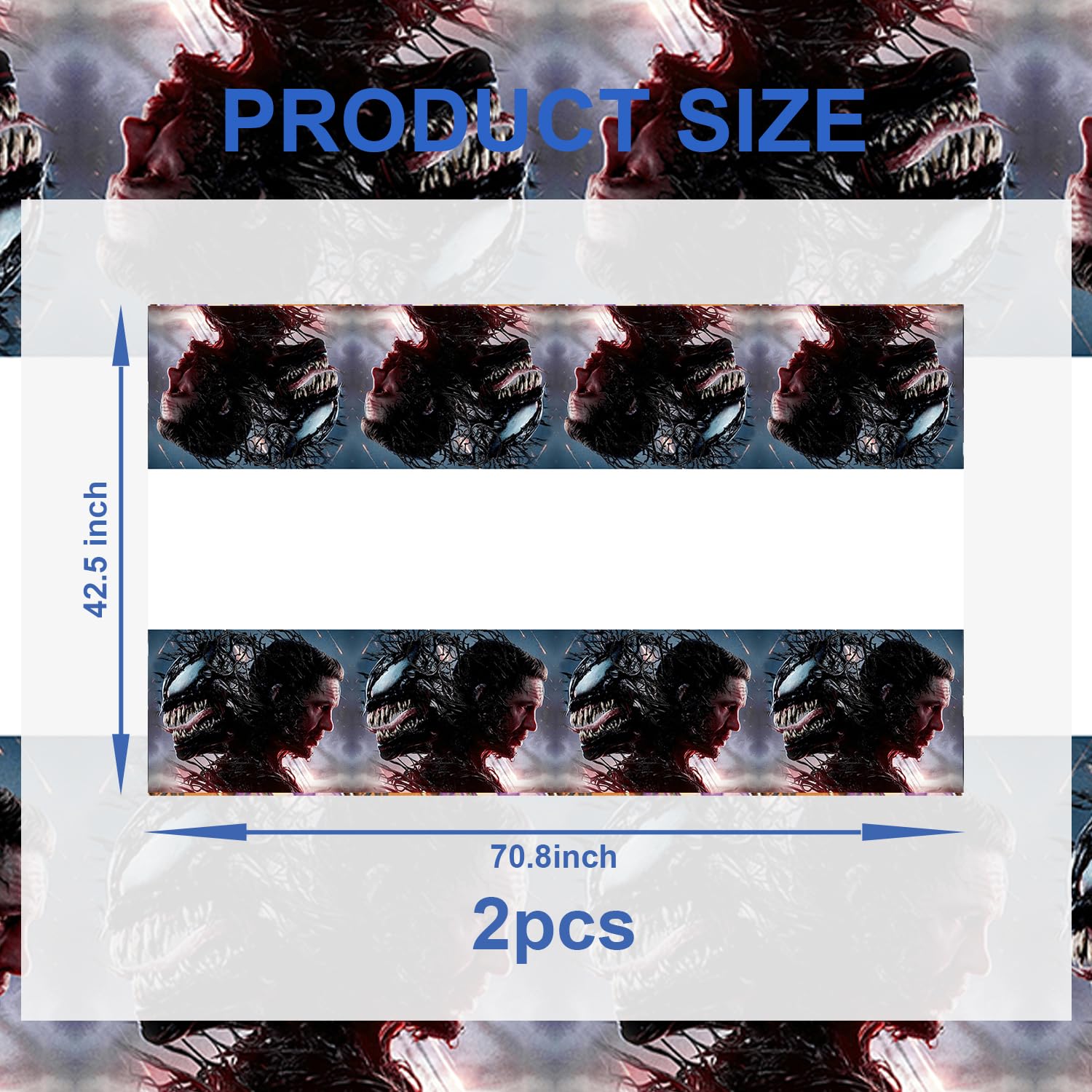 2Pcs Ven-om Tablecloth Disposable Tablecover Birthday Party Supplies and Decorations for Kid Boy Baby Shower Rectangle Tables 70