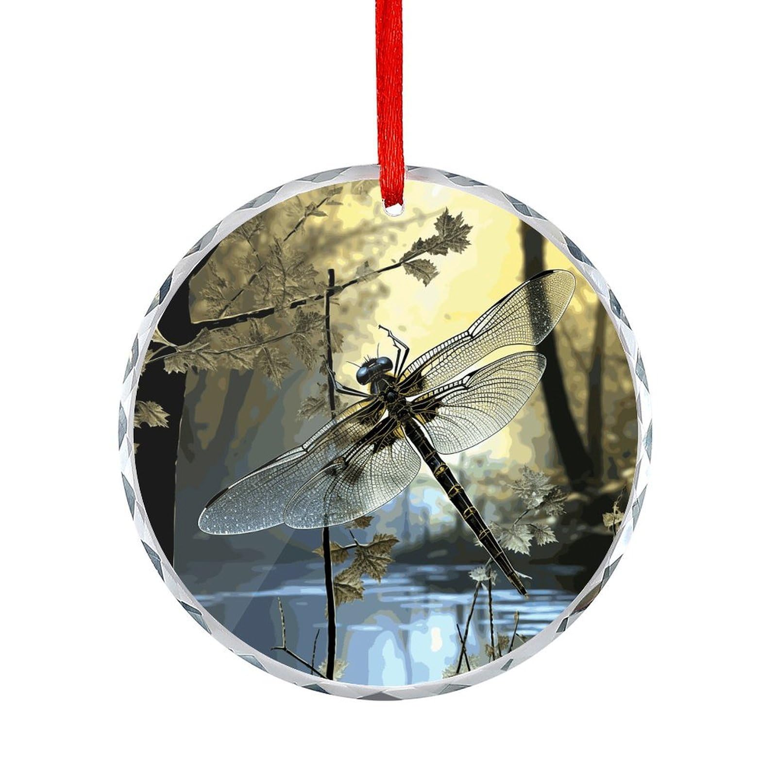 Fodpand Women's Style Dragonflies Round Glass Ornament Keepsake Gift Exchange Ideas Car Decor,Christmas Ornaments For Tree Window Garden Ornaments
