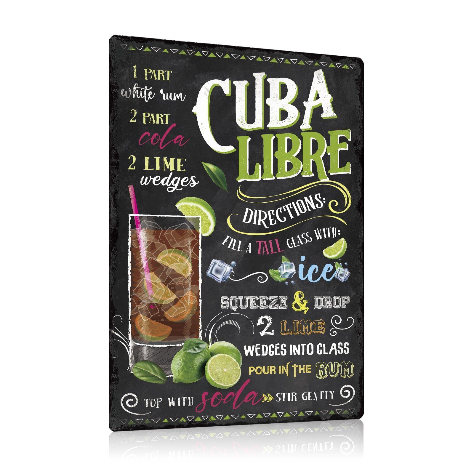 Juego de 5 letreros de metal retro para cócteles, receta, 20x30 cm, cartel de metal con texto gracioso, MAI TAI, MOJITO, PINA COLADA, DAIQUIRI, bar, bar y cocina