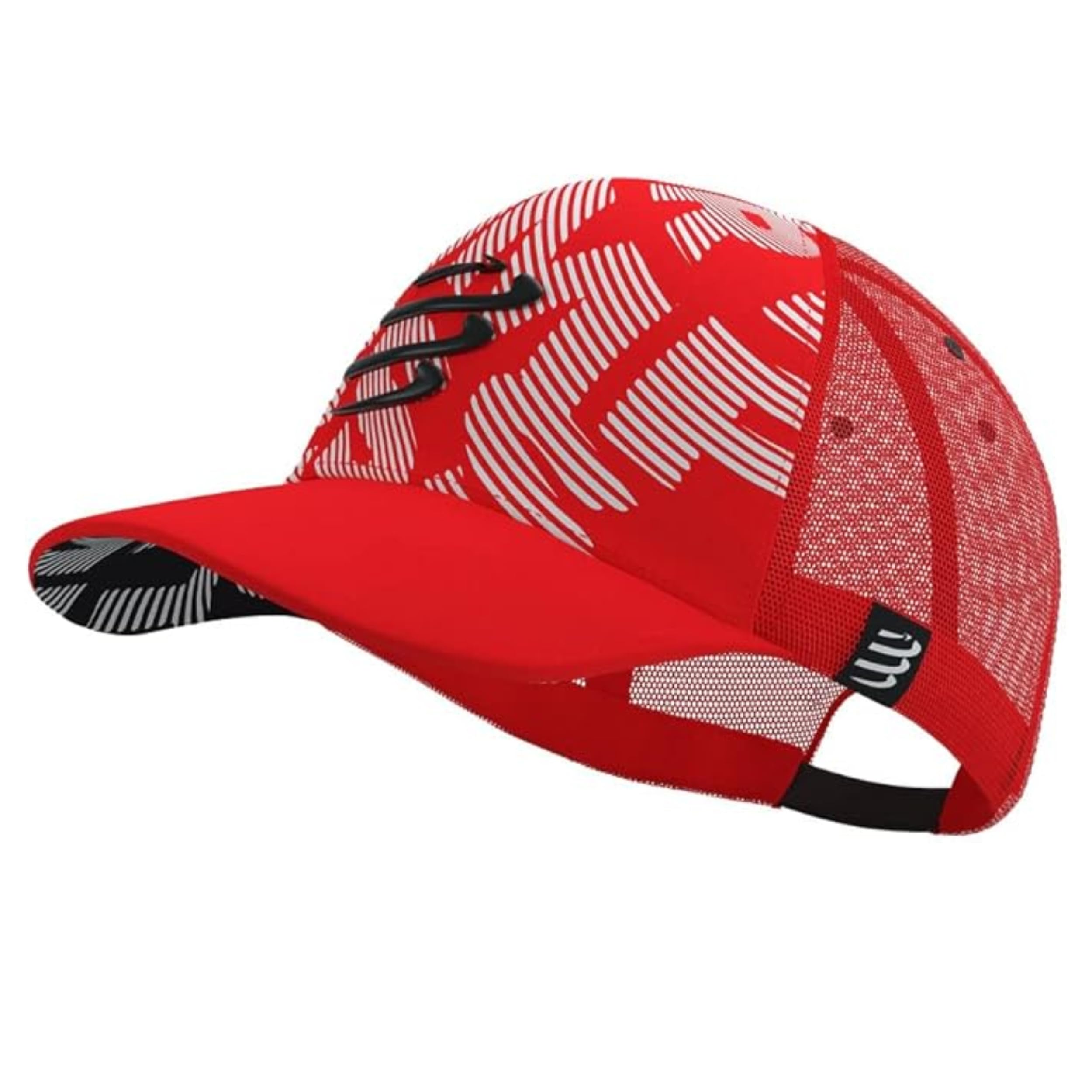 COMPRESSPORT Trucker Cap - Sun Protection - Beanie with mesh - Wide and Curved Visor - Adjustable - Before or After Training - One Size - Red