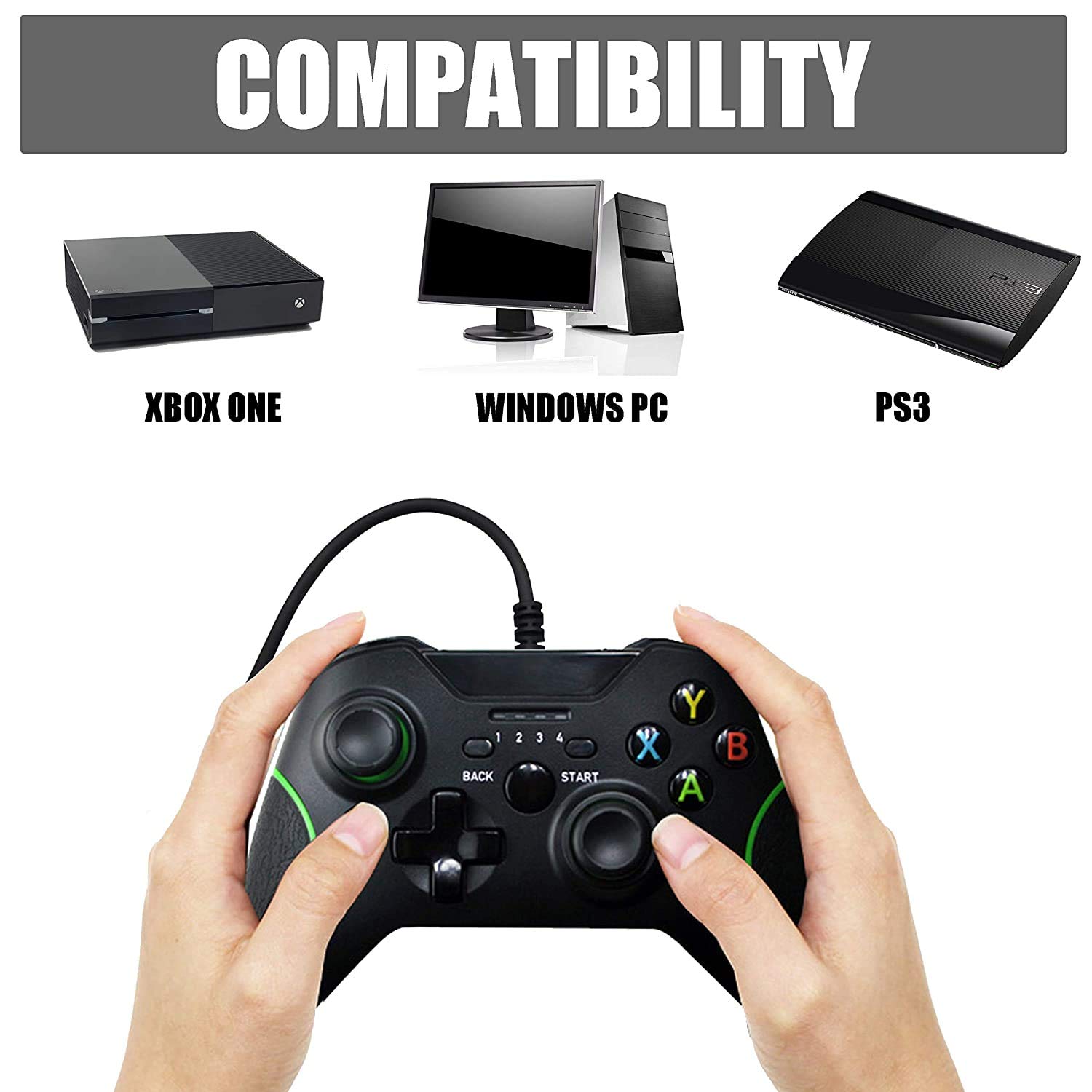 Controller cablato per Xbox One, Xbox One, controller USB Gamepad cablato compatibile con Xbox One/S/X/PC Windows 7/8/10 con jack audio da 3,5 mm