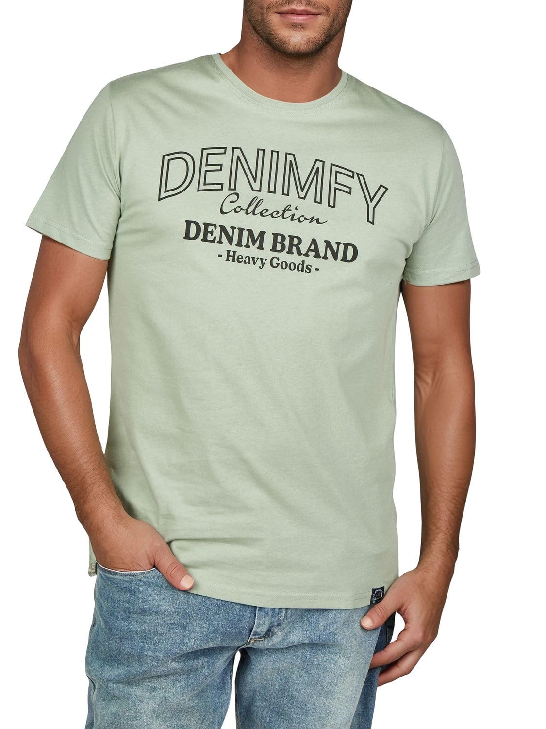 DENIMFY Tshirt Herren Baumwolle Regular Fit DFNuri 4er Pack Set Rundhals Kurzarm Sommer Tee Shirt Logoprint Schwarz Weiß Blau Grün Rot Grau S M L XL XXL 3XL 4XL 5XL