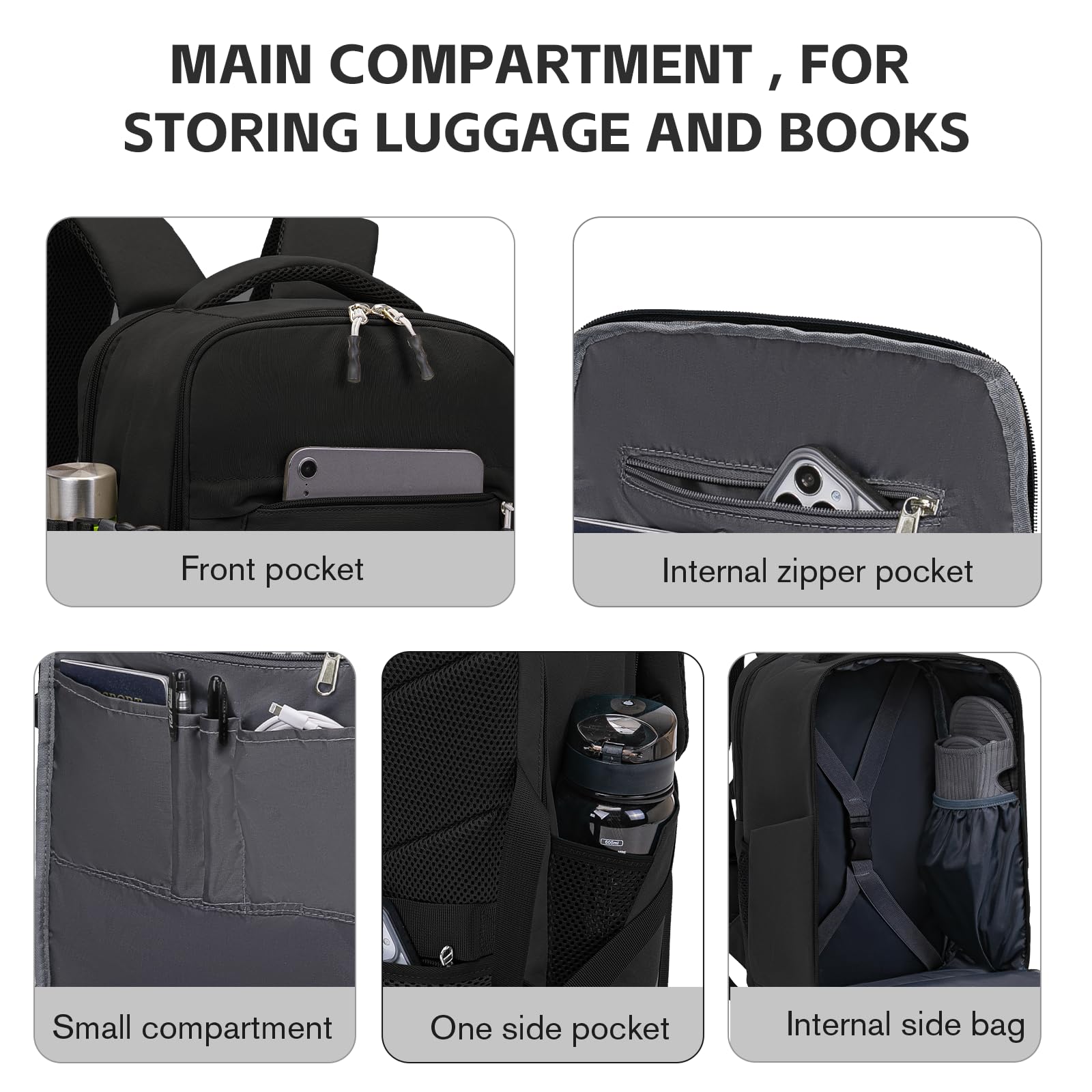 Hayayu Zaino Per Ryanair 40x30x20 40x20x25, Zaino Da Viaggio Aereo Bagaglio a Mano 40x30x20 per Wizzair per Easyjet 45x36x20,Borse Da Cabina Zainetto Donna Uomo Zaini Da Viaggio Con Foro USB