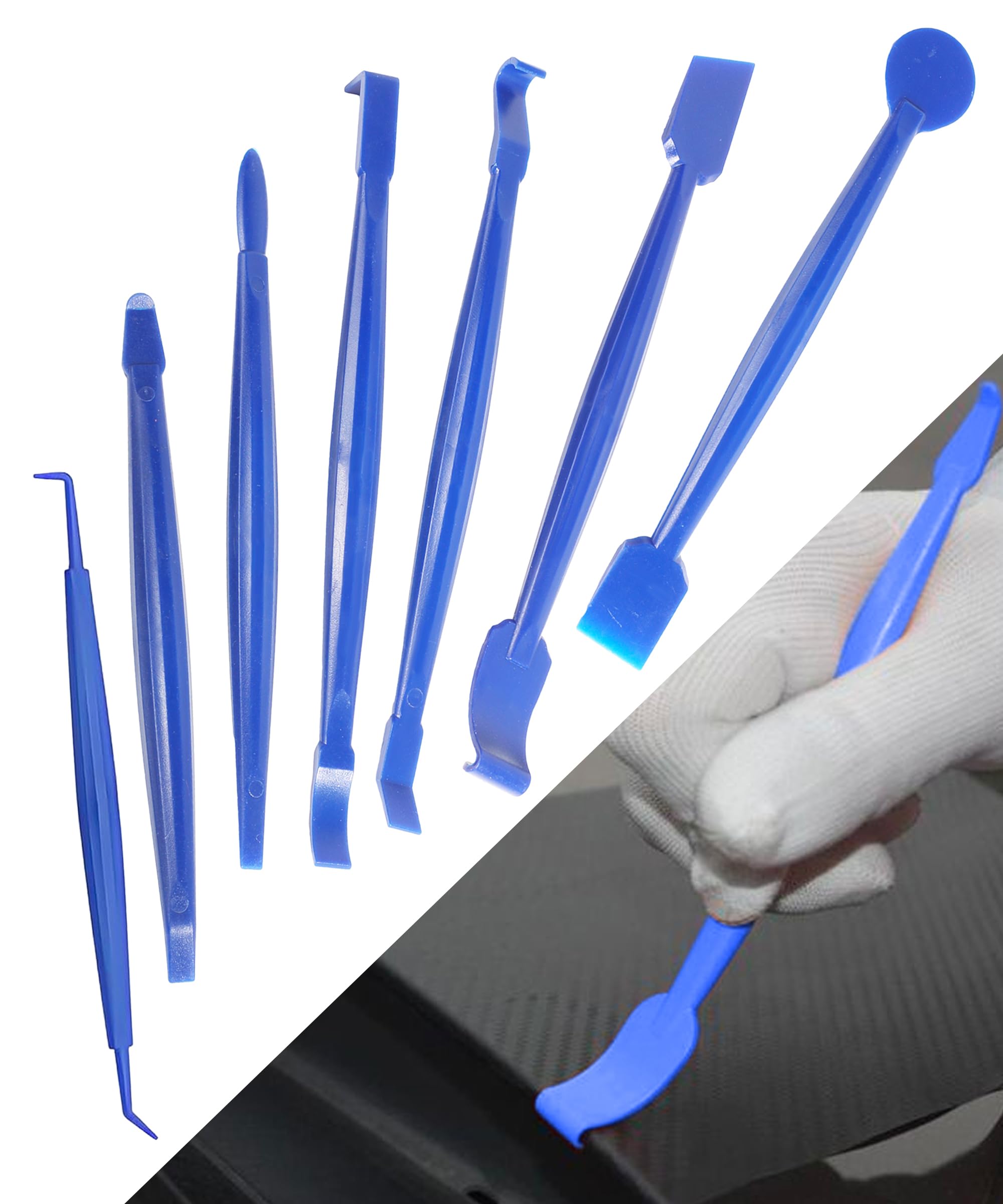 RACOONA 7PCS Vinyl Wrap Tools,Car Wrap Tool Kit,Car Accessories Car Wrapping Vinyl Tool Kit,Window Film Tint Miniature Squeegee,Car Wrap Edge Trimming Squeegee,Vinyl Tool for Vehicle Wraps Stickers