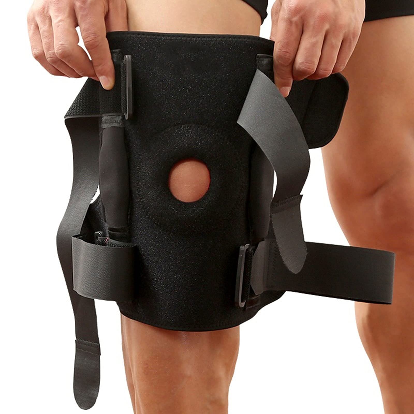 RTHGTFHX Knieschoner 1 Stück Set von Kniepads, Multi-Center-Scharnier-Sportsicherungs-Knie-Pads, Schwarze Knieschützer, Schutzgurte
