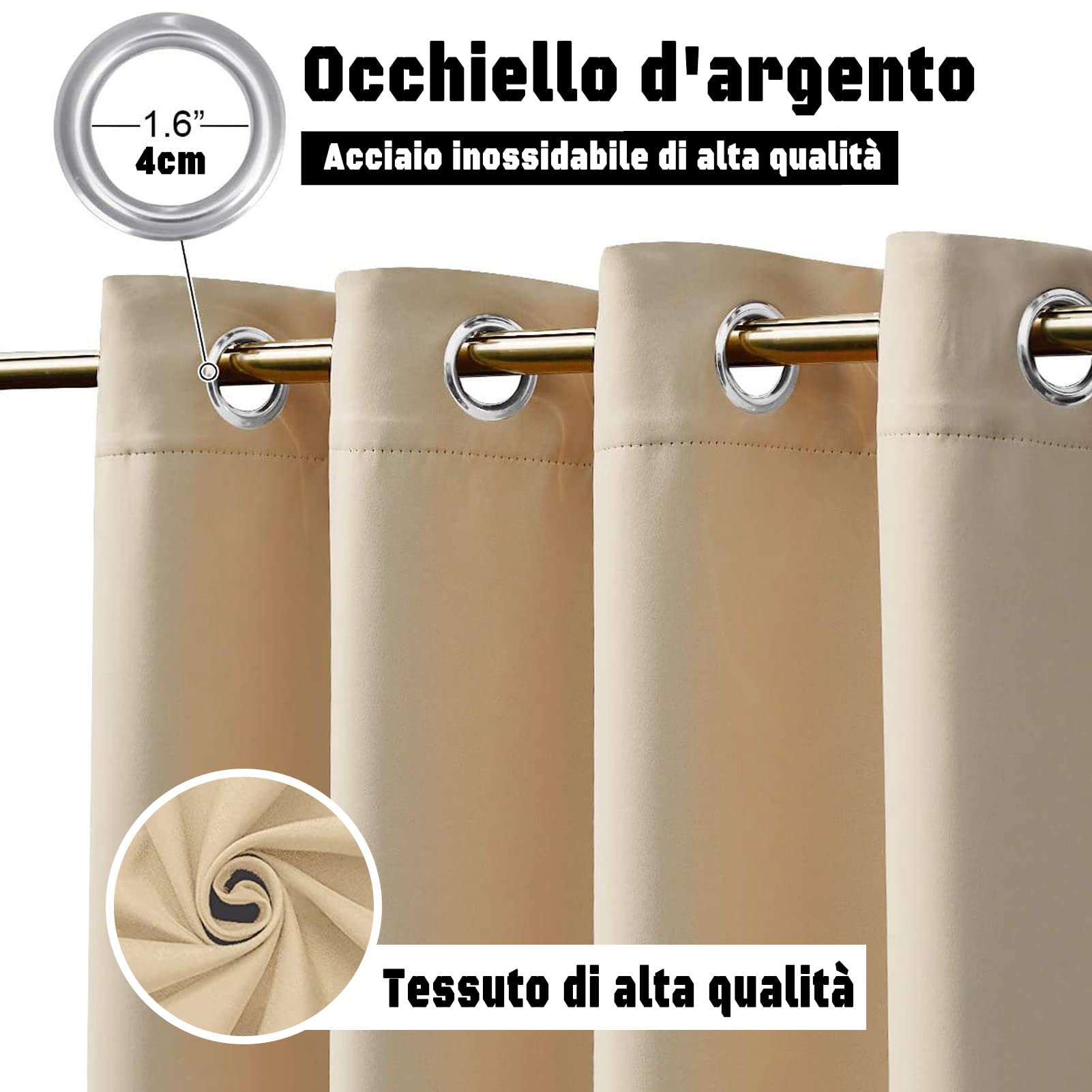Tenda da Esterno con Occhielli 1 Pezzo, Tende da Esterno di Dimensioni Personalizzate, Tenda da Sole Impermeabile per Balcone, Patio, Portico, Pergola, Gazebo