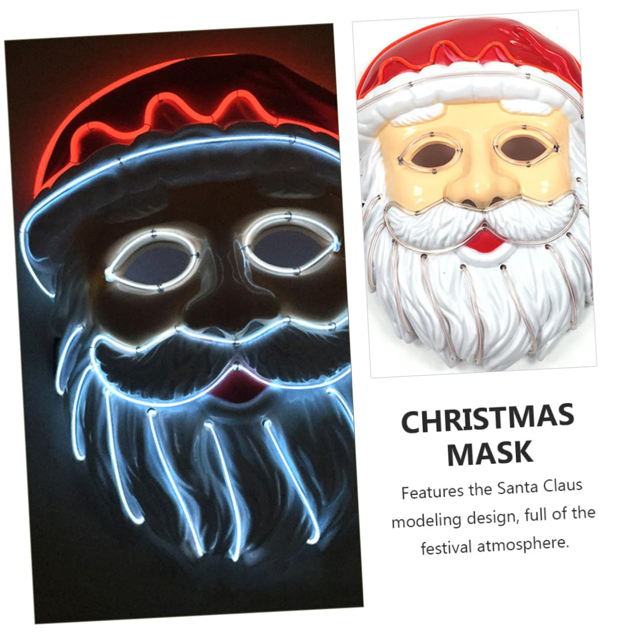 VICASKY 3pezzi Maschera Luminosa Di Babbo Natale Maschera Decorativa Creativa Per Feste Accessorio Per Costumi Di Natale e Party Di Carnevale