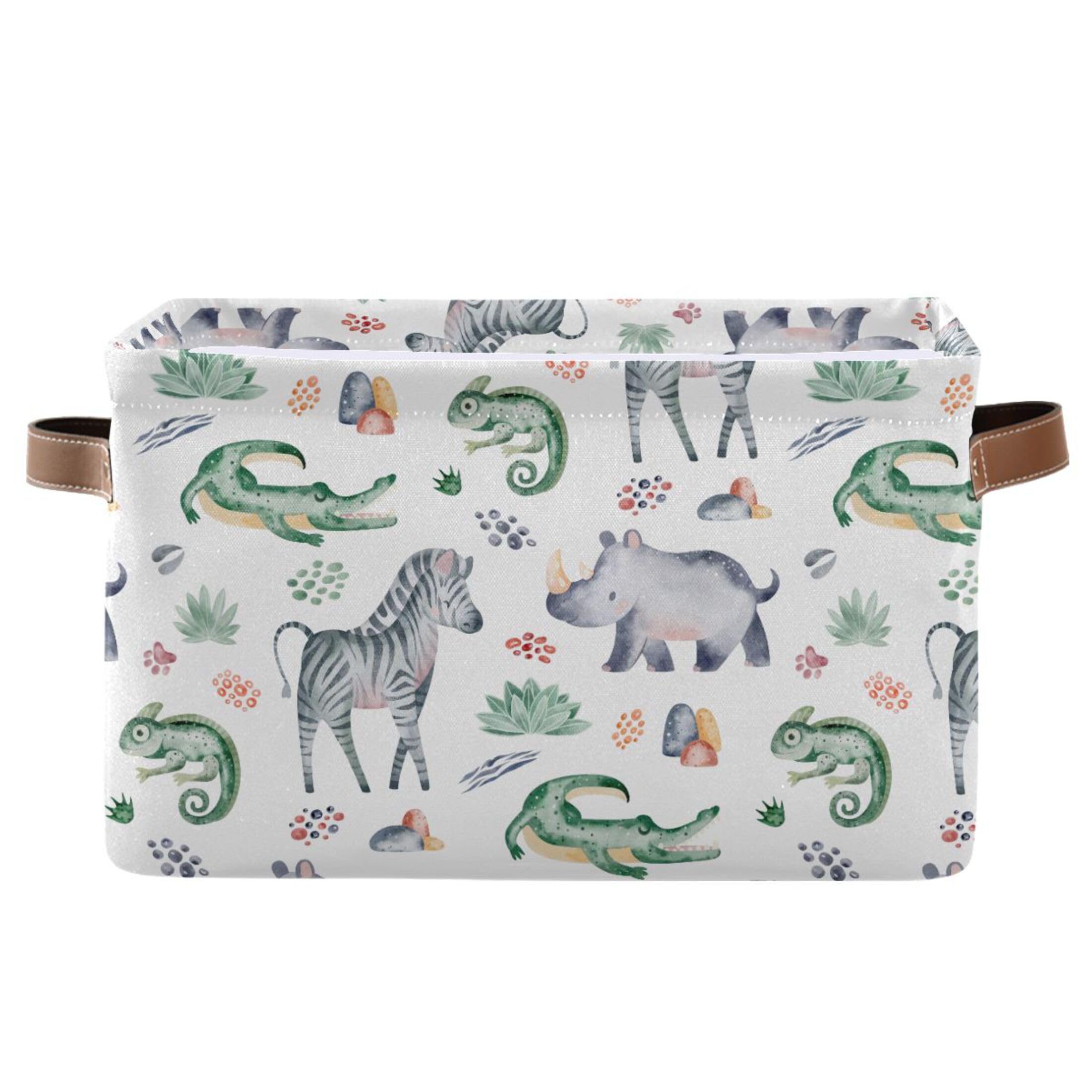 Sevdomey Africa Animals Storage Basket Large Cube Organizer Collapsible Storage Bin With Handle For Shelves Closet Laundry Home Office Decor, 2 Pack