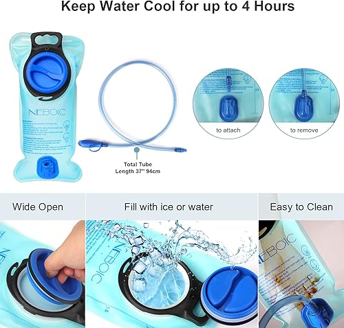 Miniatura 5 de Paquete de 2 mochilas de hidratación con bolsa de hidratación de 2 litros. Mochila ligera de agua que mantiene el agua fresca hasta 4 horas con gran