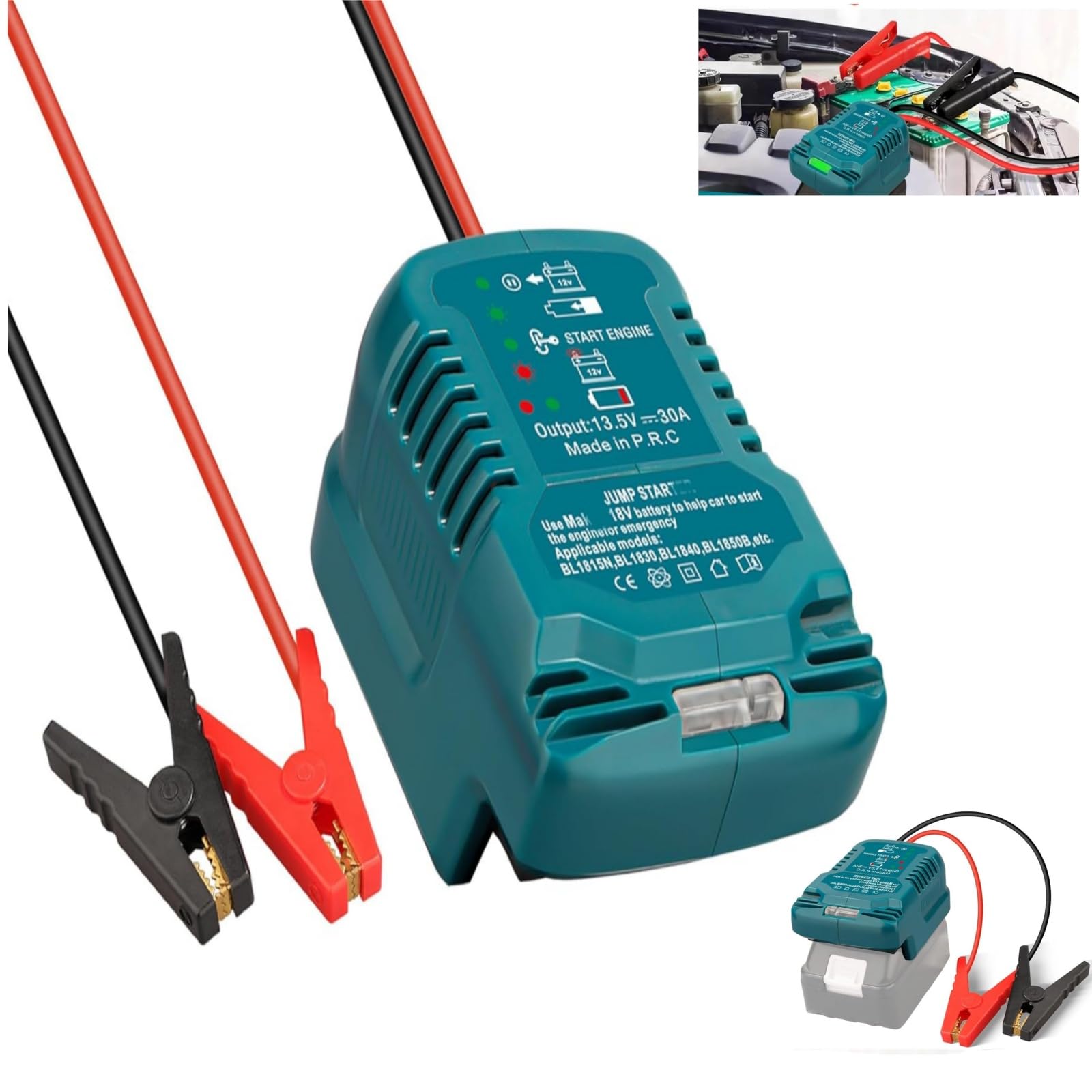 Battery Jump Starter Adapter for Makita 18V Automotive Car Battery Booster Jumper Cables with Adapter Power for Car