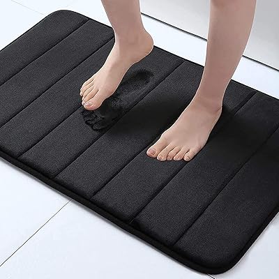 Buganda Memory Foam Bath Mat, 30" x 20", Ultra Soft and Non-Slip Bathroom Rugs, Water Absorbent and Machine Washable Bath Rug for Bathroom, Shower, and Tub, Black
