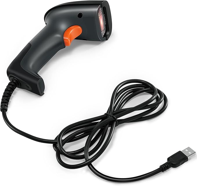 JRHC Barcode Scanner,1D Handheld USB Wired CCD Barcode Reader Supports Screen Scan