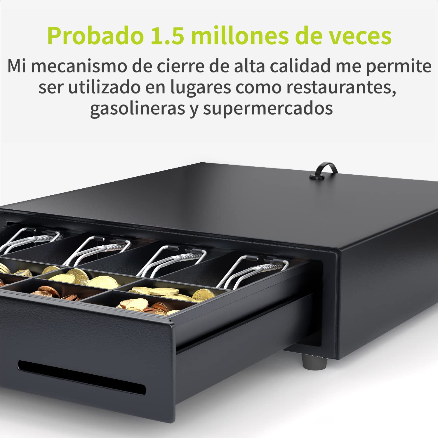 ACROPAQ Caja registradora - Apertura eléctrica con conexión RJ11, 33 x 33 cm, Con caja monedas, Encajable bajo cantador - Cajon caja registradora, Caja registradora negocio - Negro