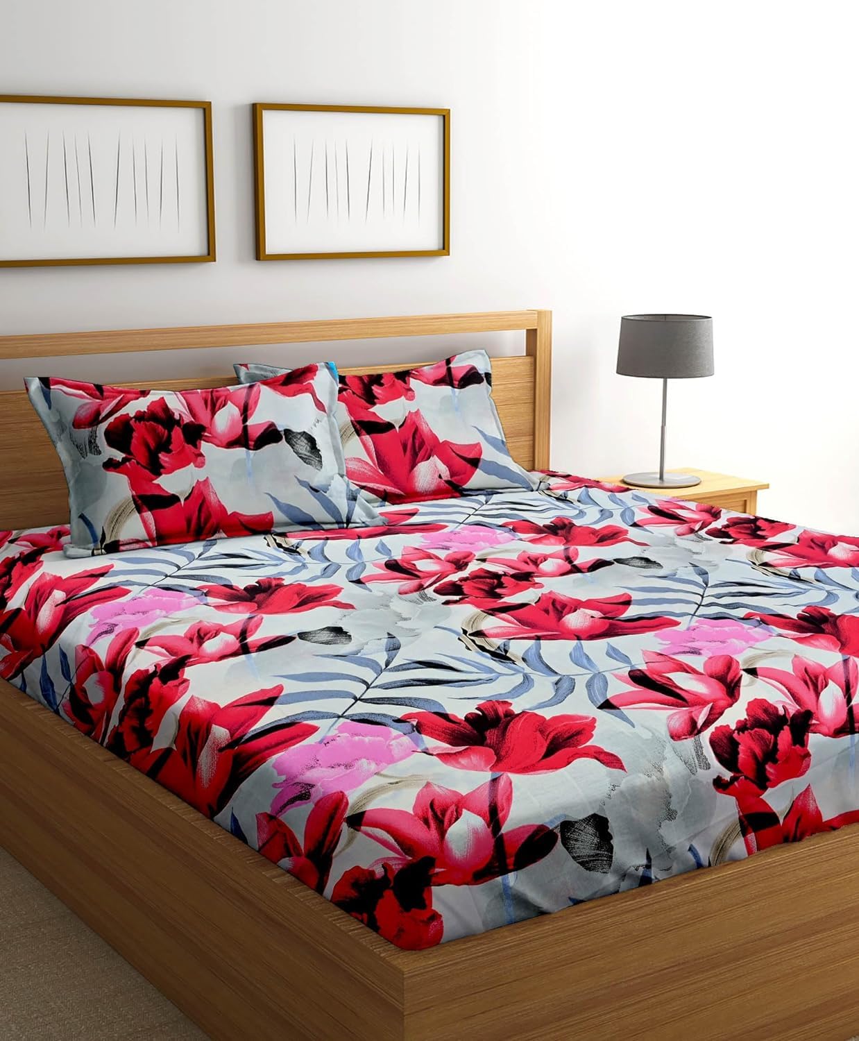 STITCHWELL 144 TC Cotton Bedsheet for Double Bed with 2 Pillow Covers - Ruby Red (B0CJXX1F6D) Amazon Price History, Amazon Price Tracker