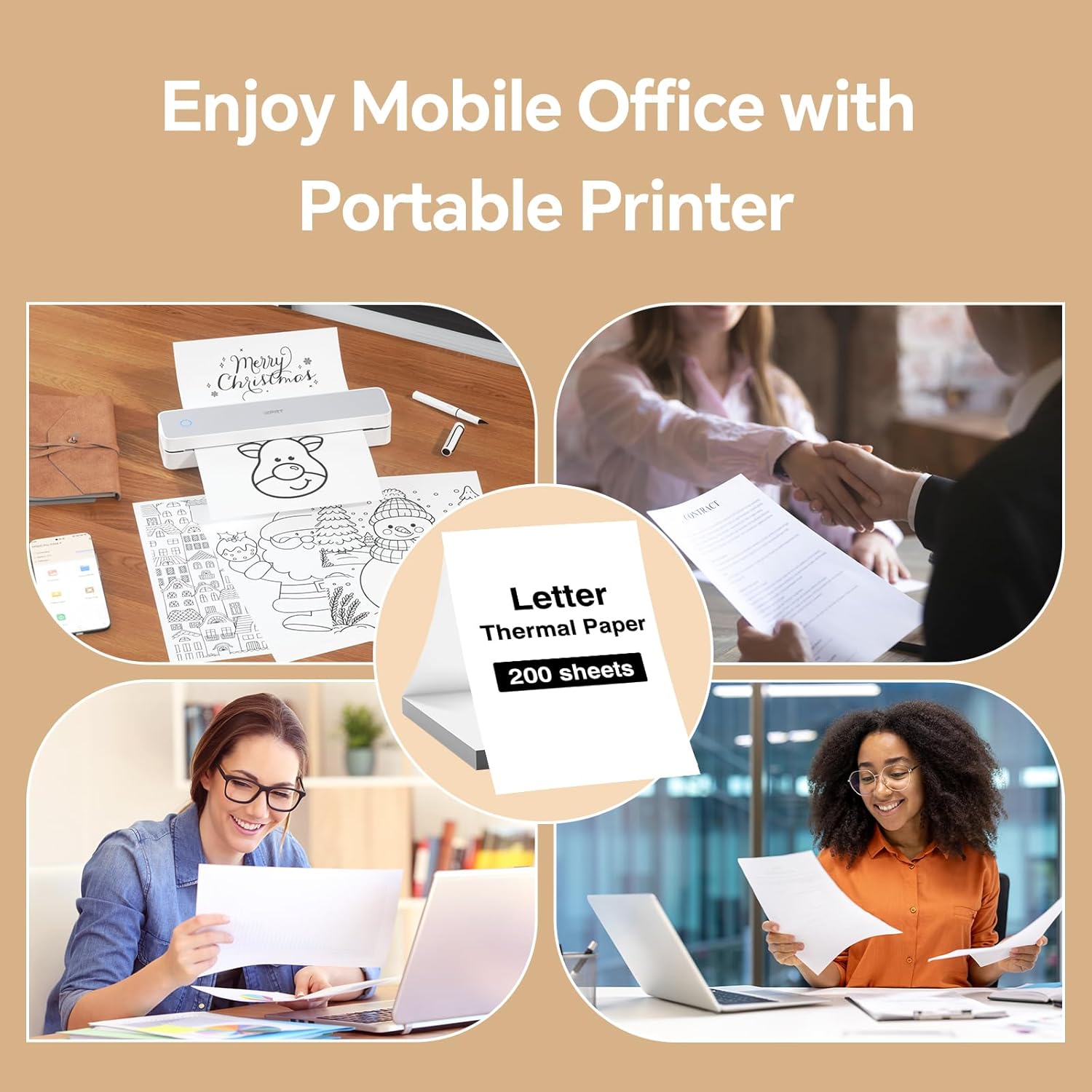 200 Sheets Folding Thermal Paper, US Letter 8.5 x 11 InchT hermal Papers, MT610PRO & MT888 Thermal Paper,Compatible with iDPRT/HPRT/PRT Portable Printer,Continual Feeding Folded Printing Paper