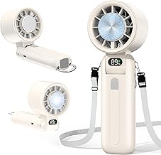 Handy Fan Cooling Plate Included, 2025 Model, 100 Levels of Wind Power Adjustable, 160° Folding, Portable Fan, Cooling Sensation, Handheld Fan, 5,000 mAh, Long Operation, Strong Wind Power, Small