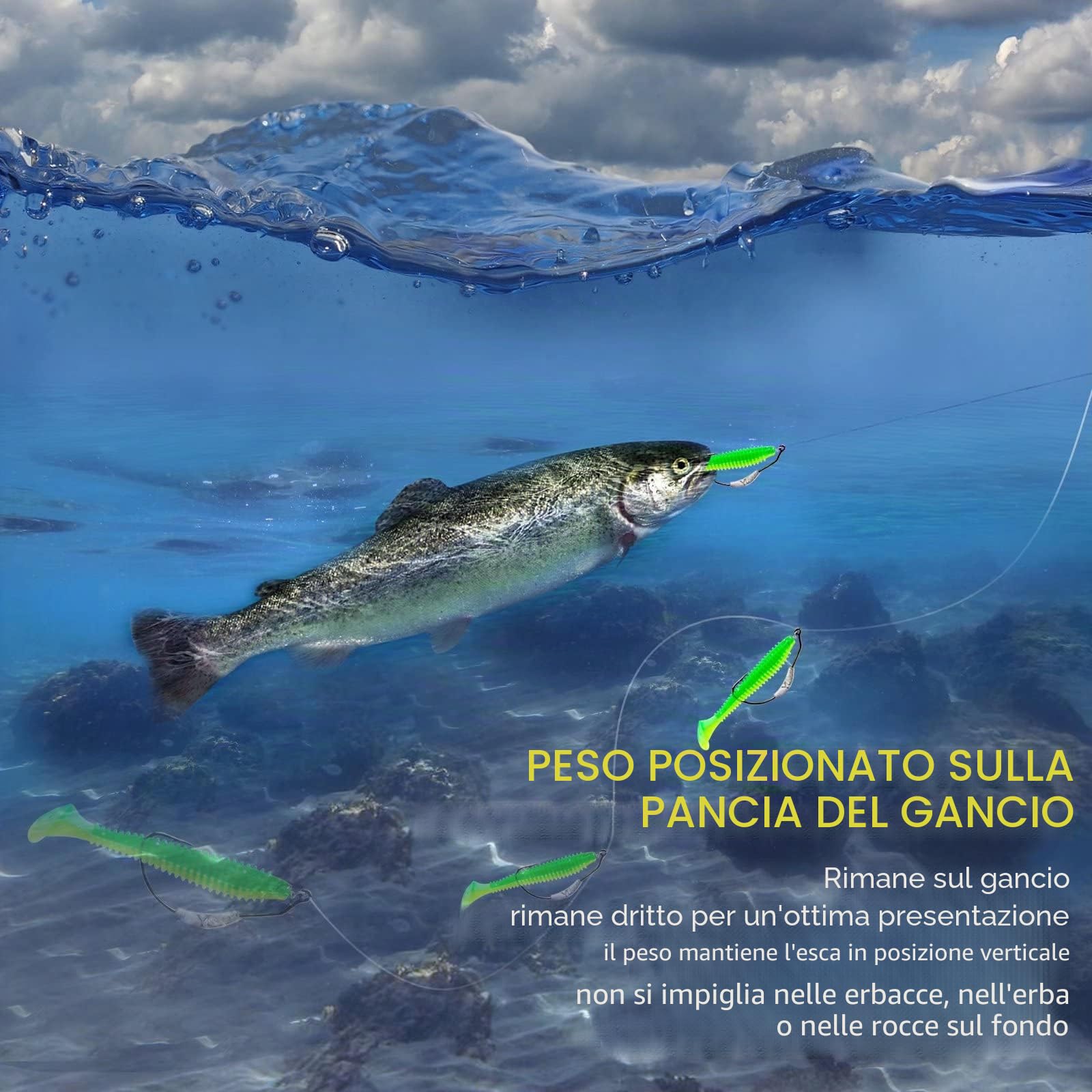THKFISH Ami da Pesca Ganci Twist-Lock Ganci Weedless Ganci Appesantiti Ganci Swimbait per Ganci Appesantiti in Plastica Morbida Acqua Salata Acqua Dolce 19PZ 25PZ 30PZ 60PZ