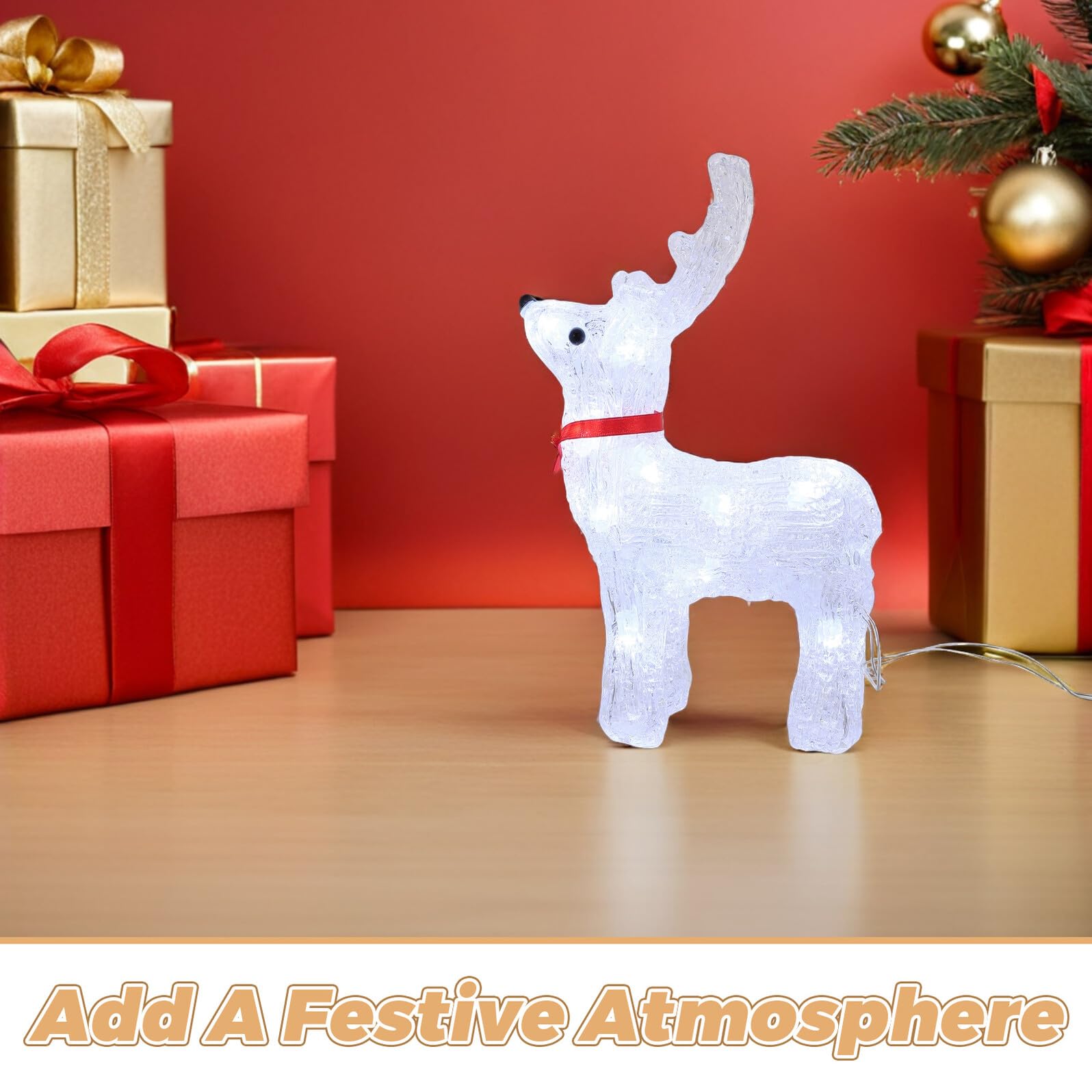 TOYANDONA Leuchtendes Rentier für Fensterdeko Weihnachten Kleine Rentierfigur Led-Beleuchtung als Weihnachtsschmuck für Innen und Außenbereich