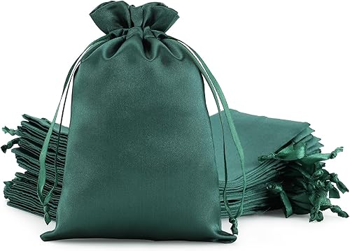Miniatura 5 de Tapleap Bolsas de regalo de tela de satén verde de 6 x 9 pulgadas, bolsas de joyería, bodas, bolsas de regalo de graduación con cordón para baby