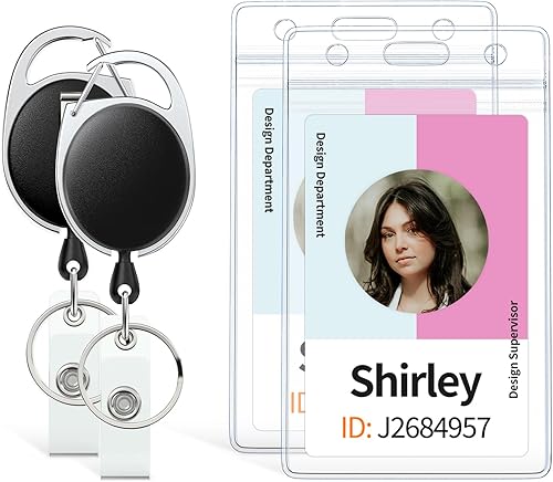 Pawfly Portatarjetas vertical de plástico transparente con carrete retráctil mosquetón clip suave impermeable para tarjetas de crédito, tarjetas de