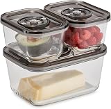 Caso VacuBoxx Eco-Set, 3 récipients sous vide en verre borosilicaté, y compris tuyau de mise sous vide & adaptateur, résistant à la chaleur, lavable au lave-vaisselle, adapté à la congélation - 1