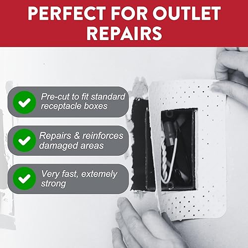 Miniatura 2 de Parche para paneles de yeso  Parche de salida para reparaciones de cajas eléctricas  Solución de reparación de paneles de yeso precortados para