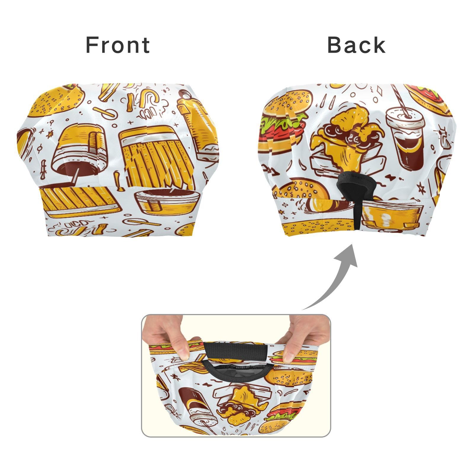 Bulletgxll Cartoon Food Kids Apron and Chef Hat Set Adjustable Bib Aprons with Pockets for Cooking Baking Painting