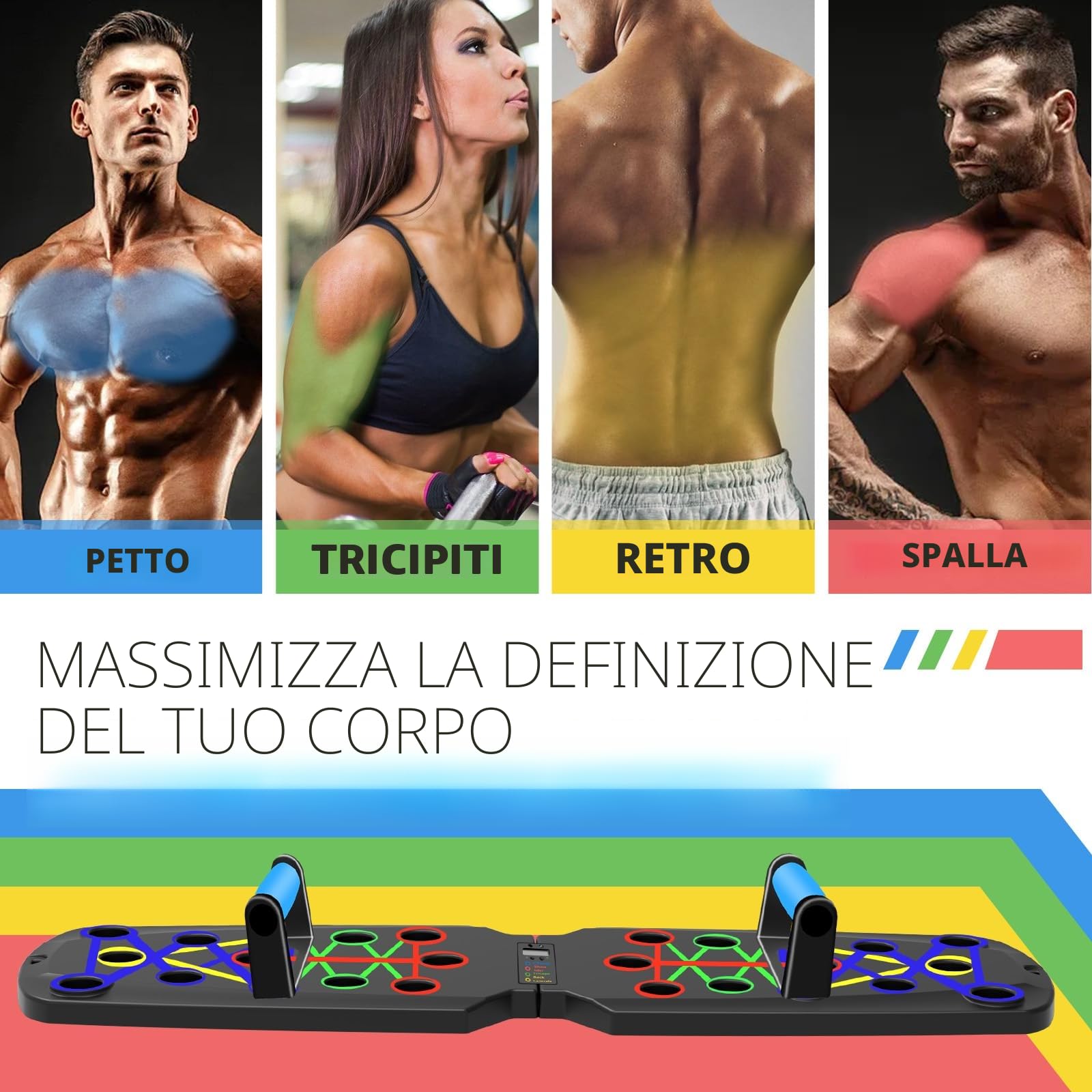 Push Up Board 26 in 1 - Pedana multifunzione per esercizi domestici, sistema fitness, pavimento, petto, esercizi muscolari, attrezzature professionali per bruciare grasso per uomini