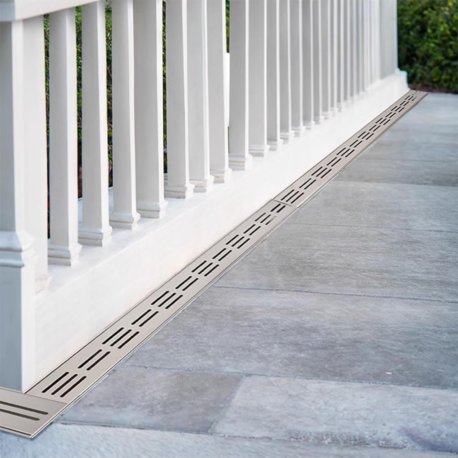 Rynna drenażowa do cienkiego patio, zestaw odpływowy do rowów ogrodowych ze stali nierdzewnej na podwórko, rozdzielacz wody do rynn drenażowych, 25 × 10 × 4 cm