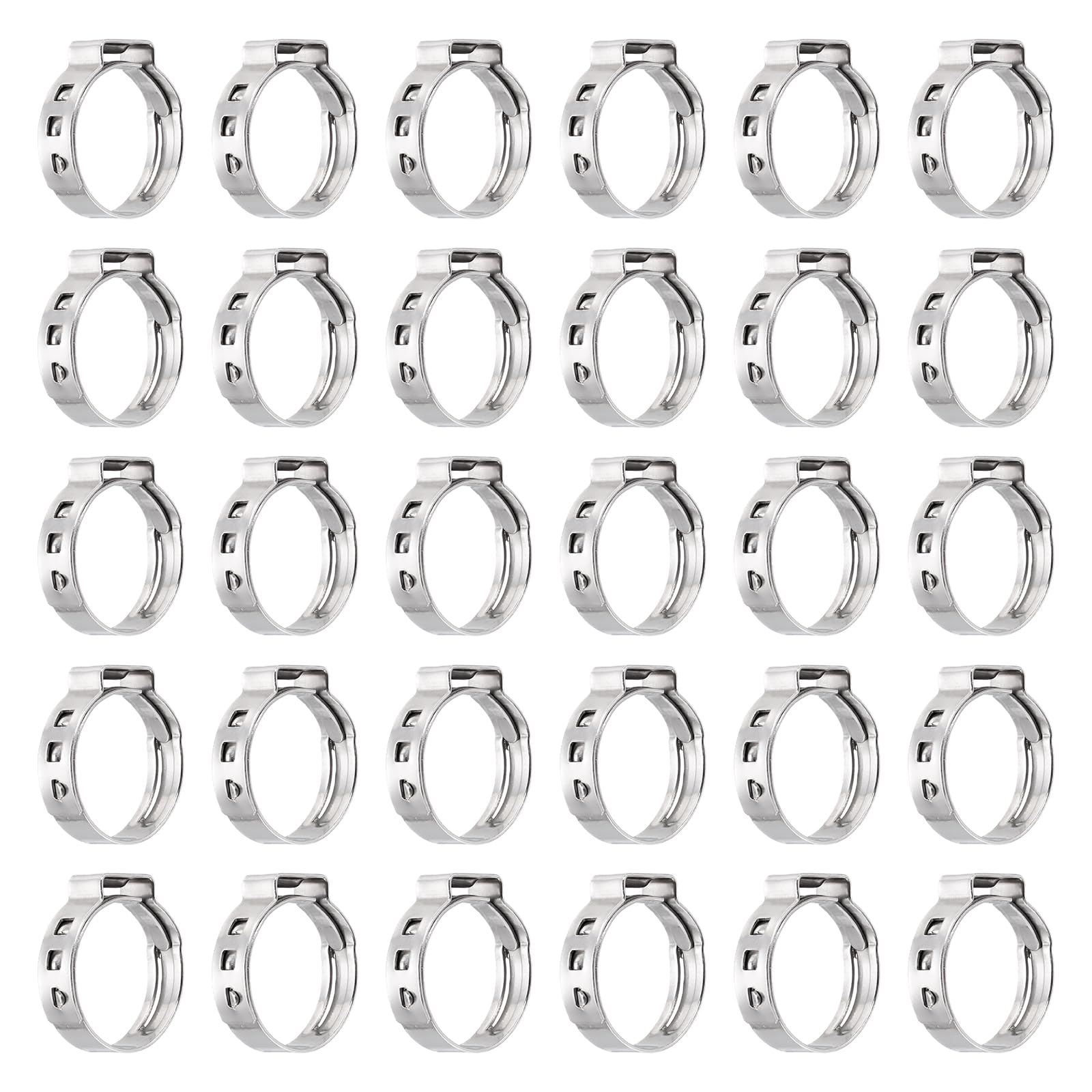 sourcing map 40Pcs 17.5-20.3mm Single Ear Hose Clamps 304 Stainless Steel Polished Stepless Hose Clamp for Automobile Pipe Connections Home Appliance Wiring and Pipes, Silver
