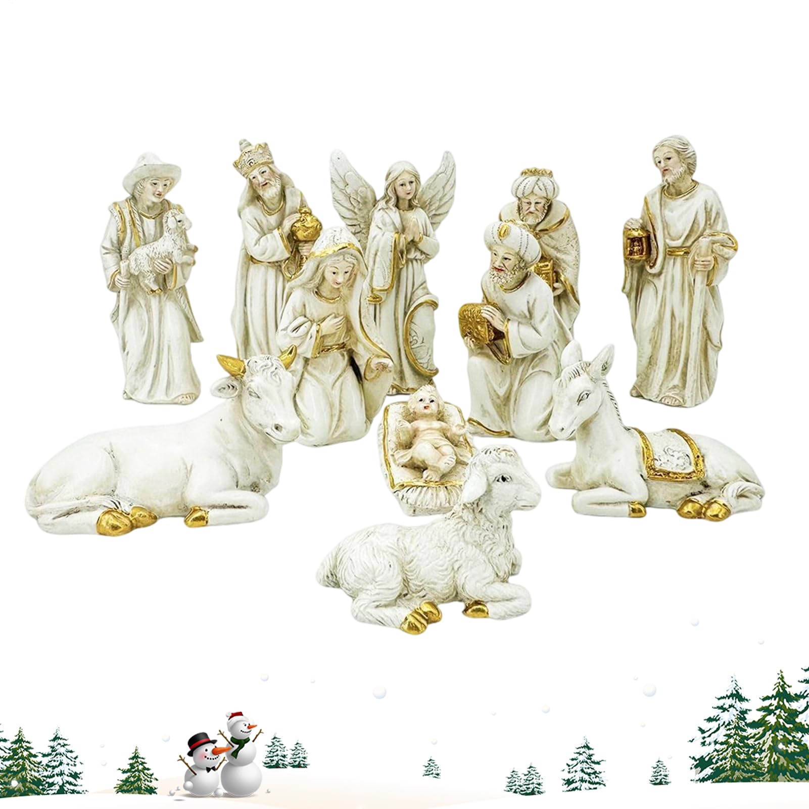 Crèche De Noël 11 Pièces Crèche De Noël Décoration Intérieure Pour Période | Figurine Religieuse Pour Église Fête Portail Maison Jardin Église