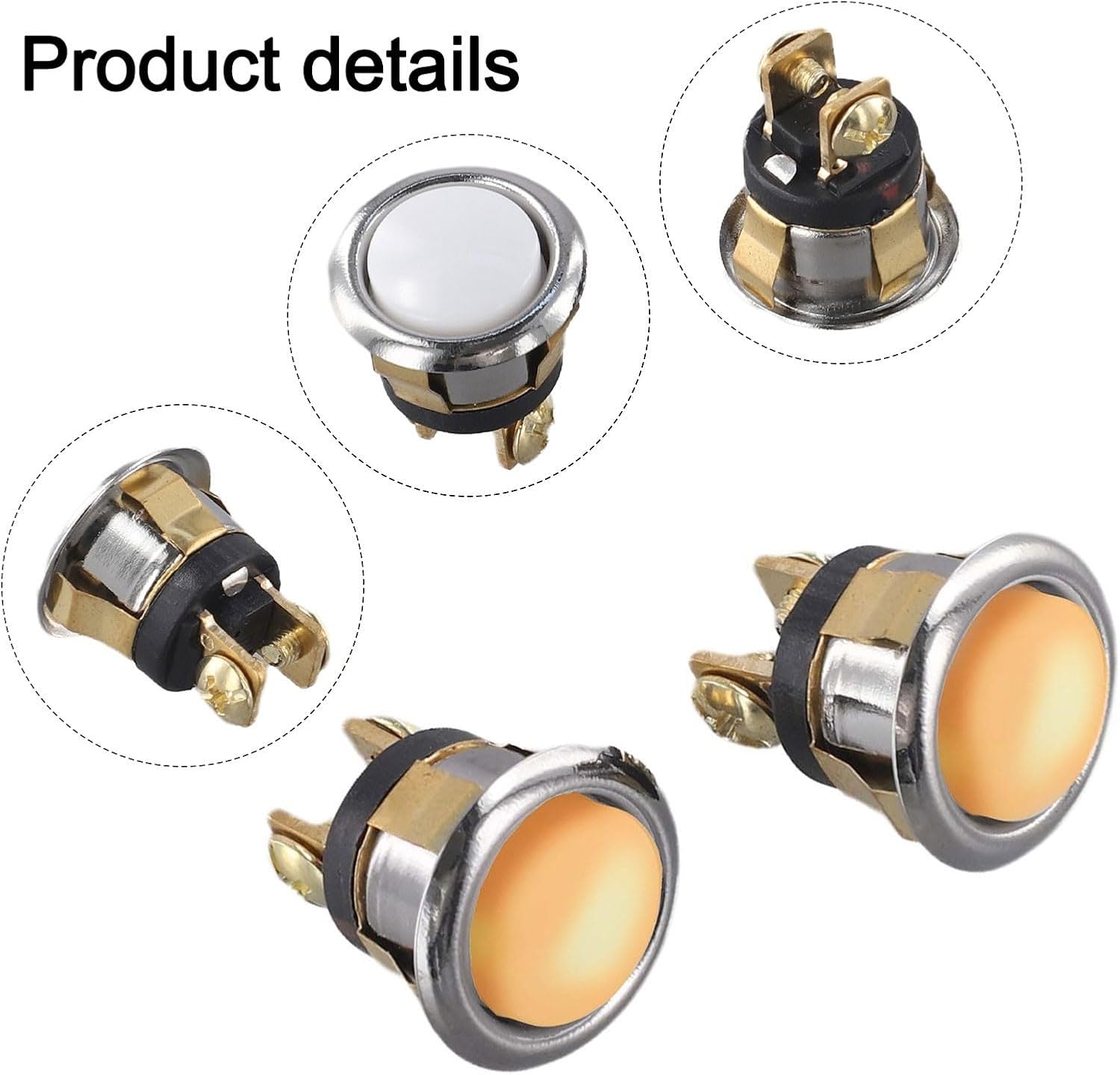 2 Pack Wired Doorbell Button Replacement with Yellow LED Light, Push Button Home Entry, Install Ringer Switch Front Door