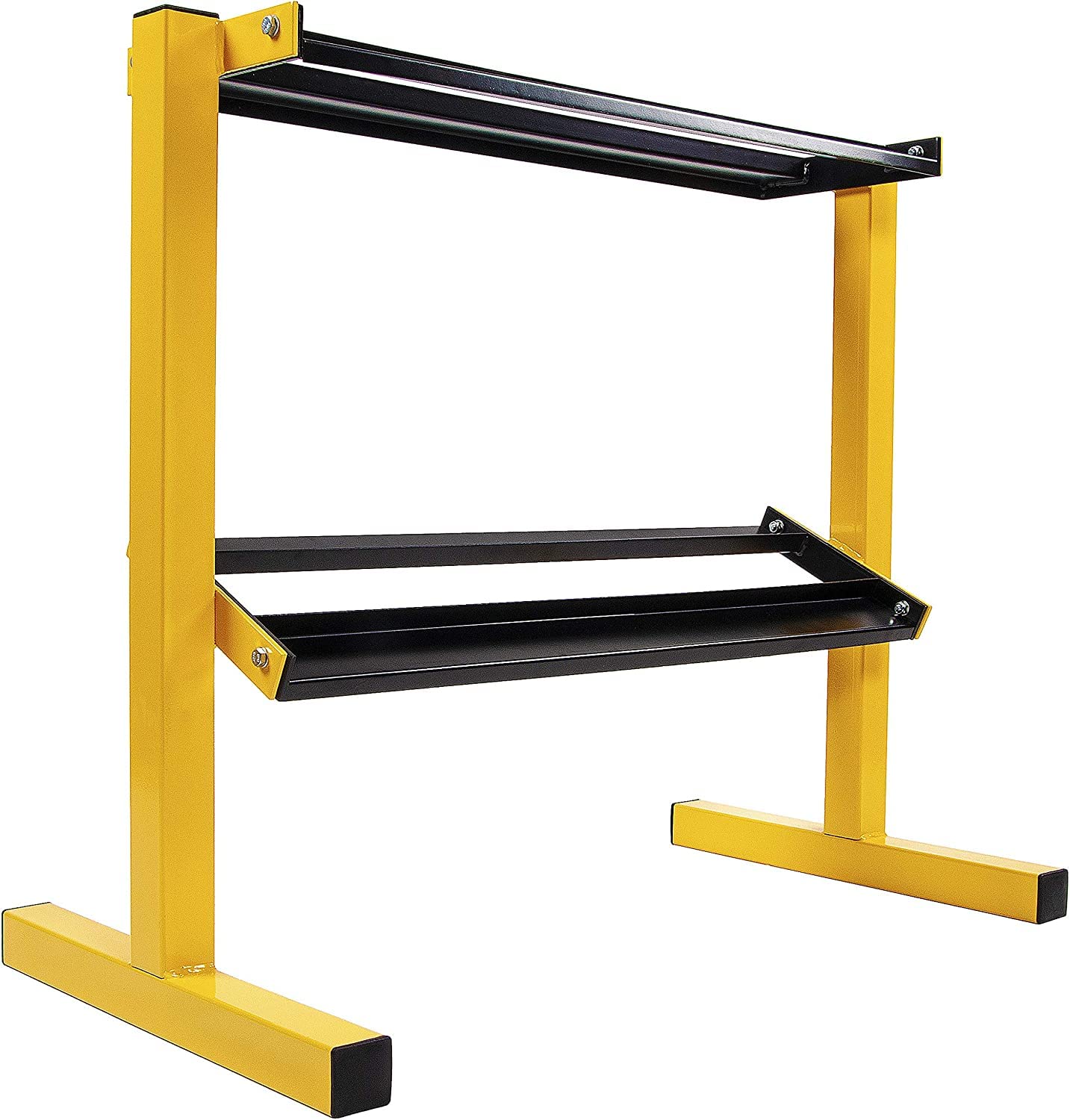Gamma Fitness 2-Tier Easy-Grab Dumbbell Rack Multilevel Weight Storage Organizer for Home Gym, 600-Pound Capacity, Yellow/Black DR-15-image-29