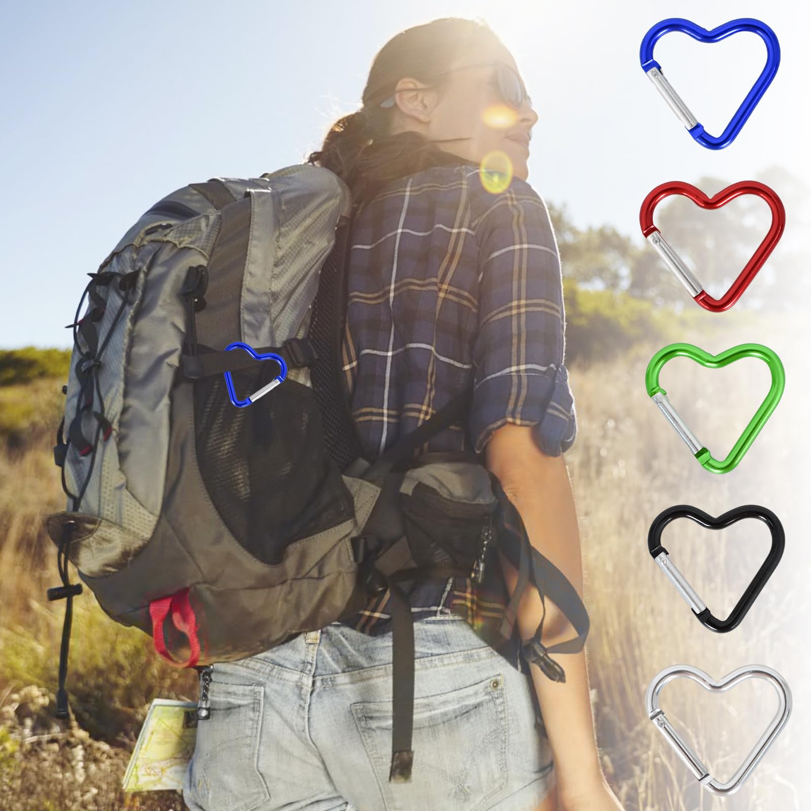 FUGLUS 12 Pièces Mousqueton Porte Clé Mousqueton En Forme De Cœur 4,4 X