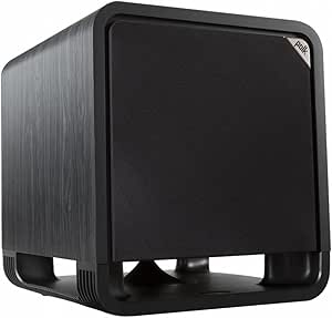 melhor home theater: Polk Audio Subwoofer HTS 12, tecnologia de porta de energia, woofer de 30,5 cm, até 400 W Amp, melhor experiência de home theater, nogueira preta lavada