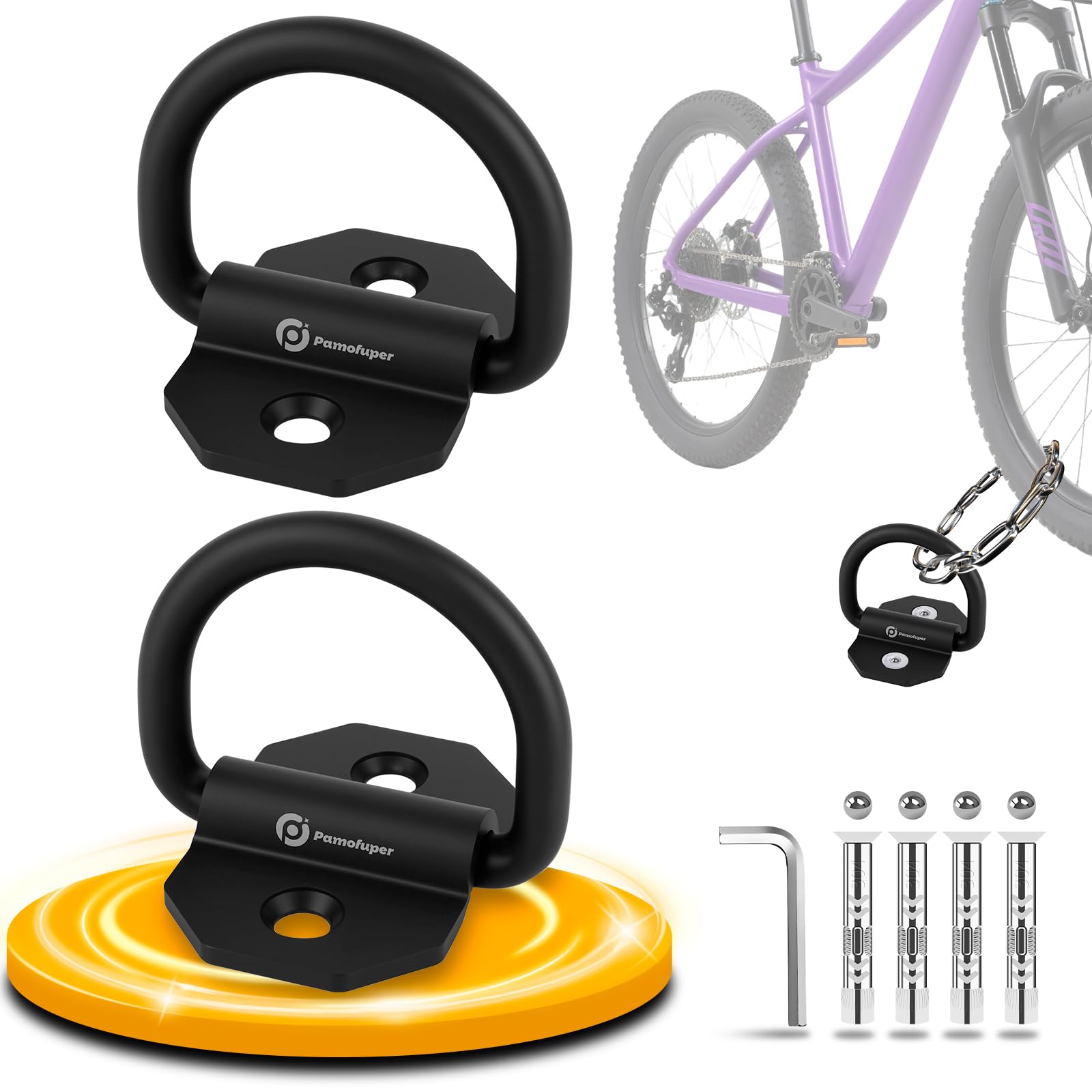 Wandanker Fahrrad | Motorrad-Bodenanker | Diebstahlsicherung aus Stahl | Faltbar Kippring | Wandanker für Fahrradschloss | inkl. Schrauben, Spreizdübel(2 Stück)