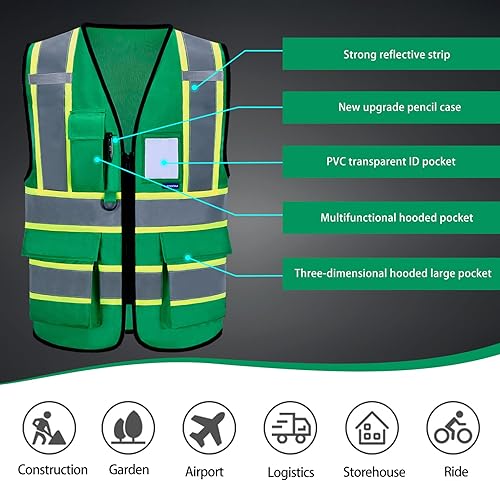 Miniatura 6 de AYKRM Chaleco de Seguridad de Construcción Personalizado con Logotipo Impreso de Alta Visibilidad Reflectante de 2 Tonos