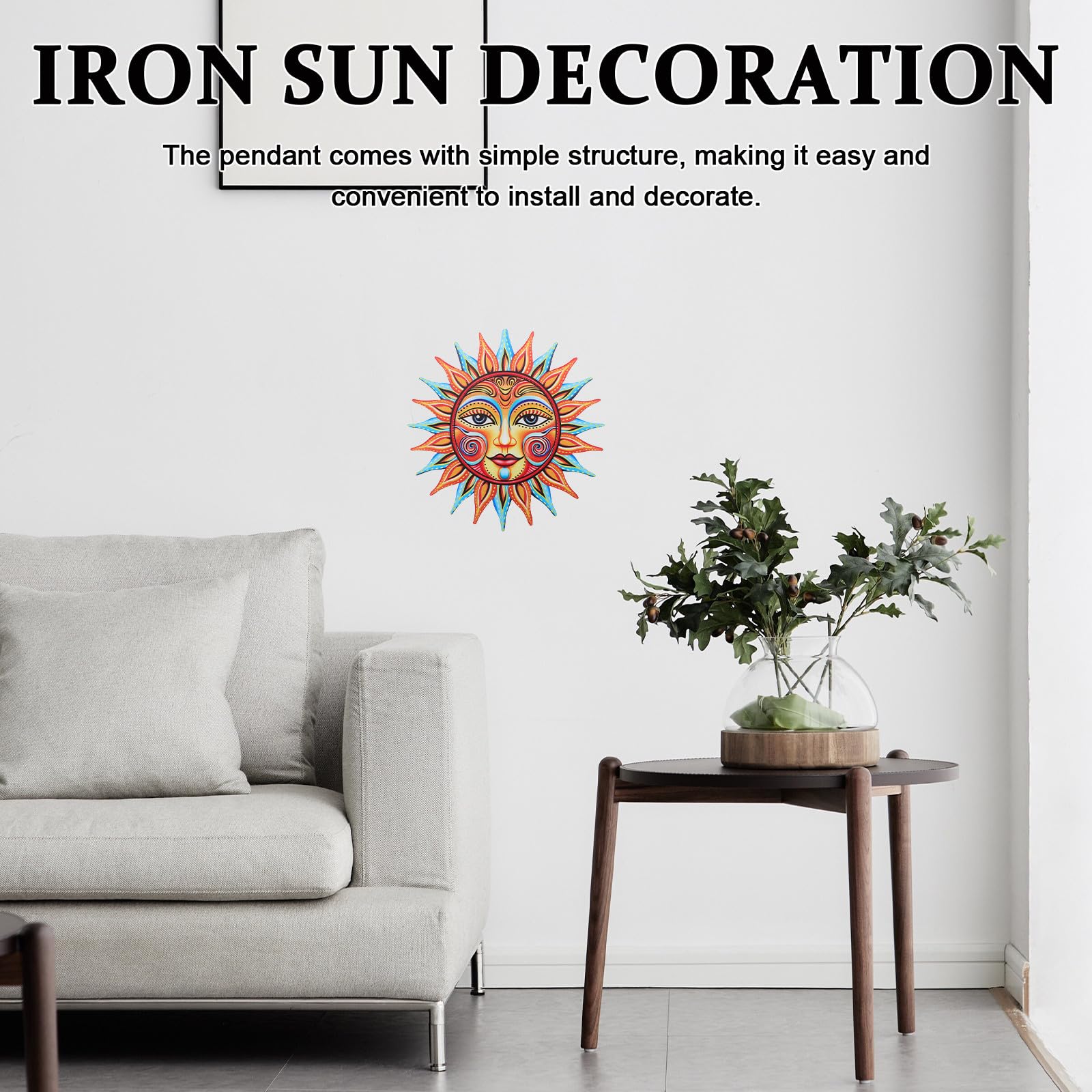 Didiseaon 3 Piezas Decoración Colgante de Sol en Hierro para Pared