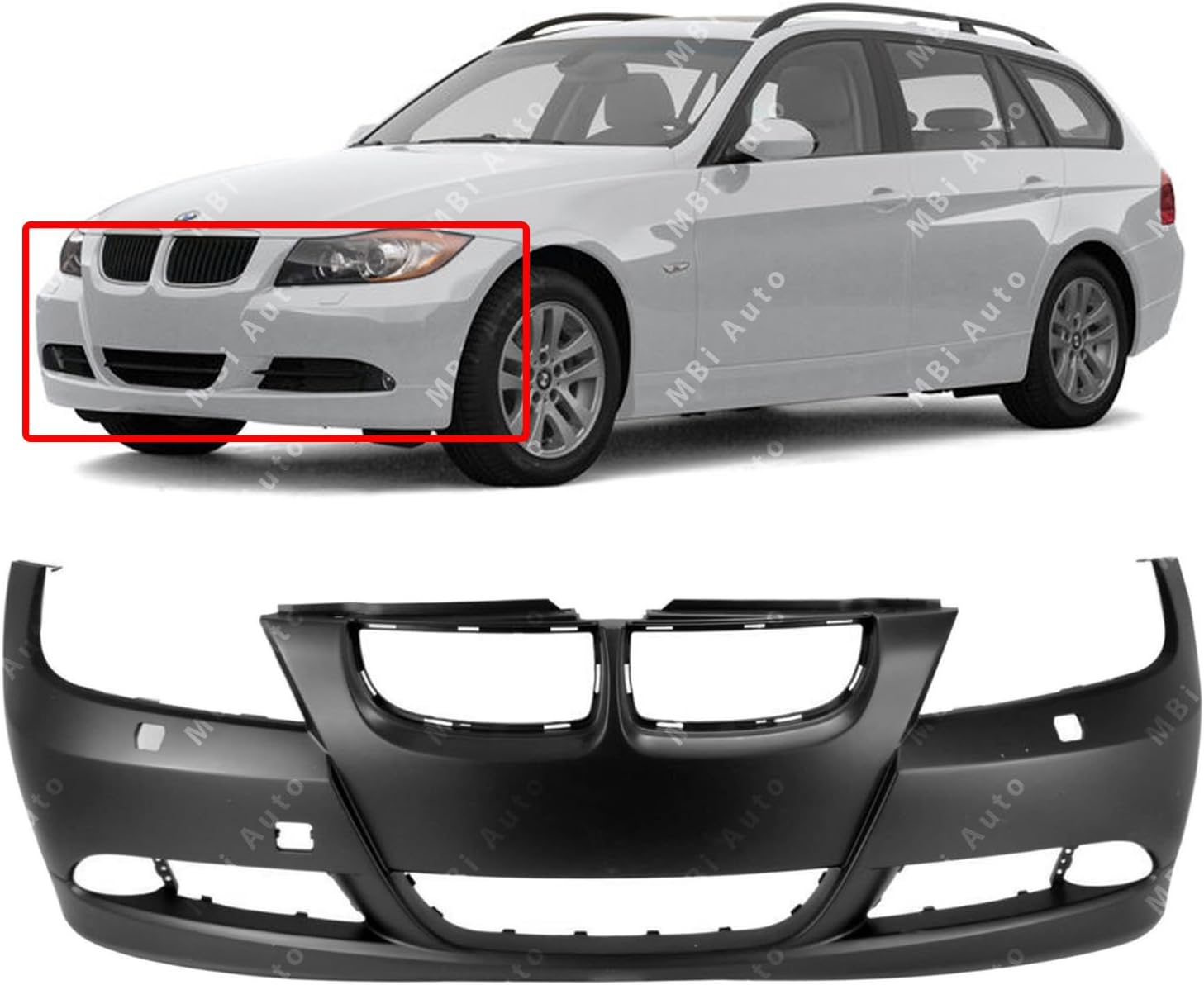 MBI AUTO - Primered, Front Bumper Cover Fascia for 2006-2008 BMW 325i ...