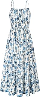Summer Dresses for Women 2026 Vacation, Smocked Floral Maxi Dresses, Boh...