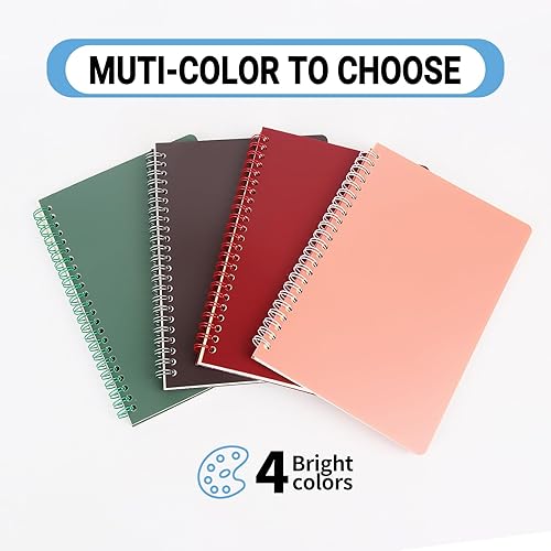 Miniatura 8 de Paquete de 4 cuadernos de tapa dura A5, 160 páginas con rayas universitarias (80 hojas), diarios en espiral de 5.7 x 8.3 pulgadas con encuadernación