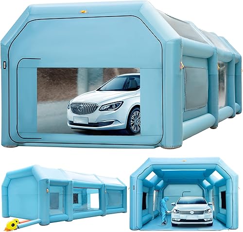 VEVOR Cabina de pintura inflable portátil, cabina de pulverización inflable de 26 x 13 x 10 pies, tienda de campaña de pintura para automóvil con