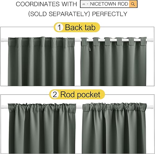 Miniatura 3 de NICETOWN - 2 cortinas cortas para ventana de cocina, decoración del hogar, bloqueo de luz, aislamiento térmico, bolsillo para cortinero y trabillas