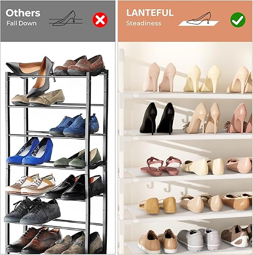 Miniatura 6 de Zapatero alto de 10 niveles, organizador de zapatos grande con 18 ganchos de almacenamiento para 50 pares de zapatos y botas, organizador vertical