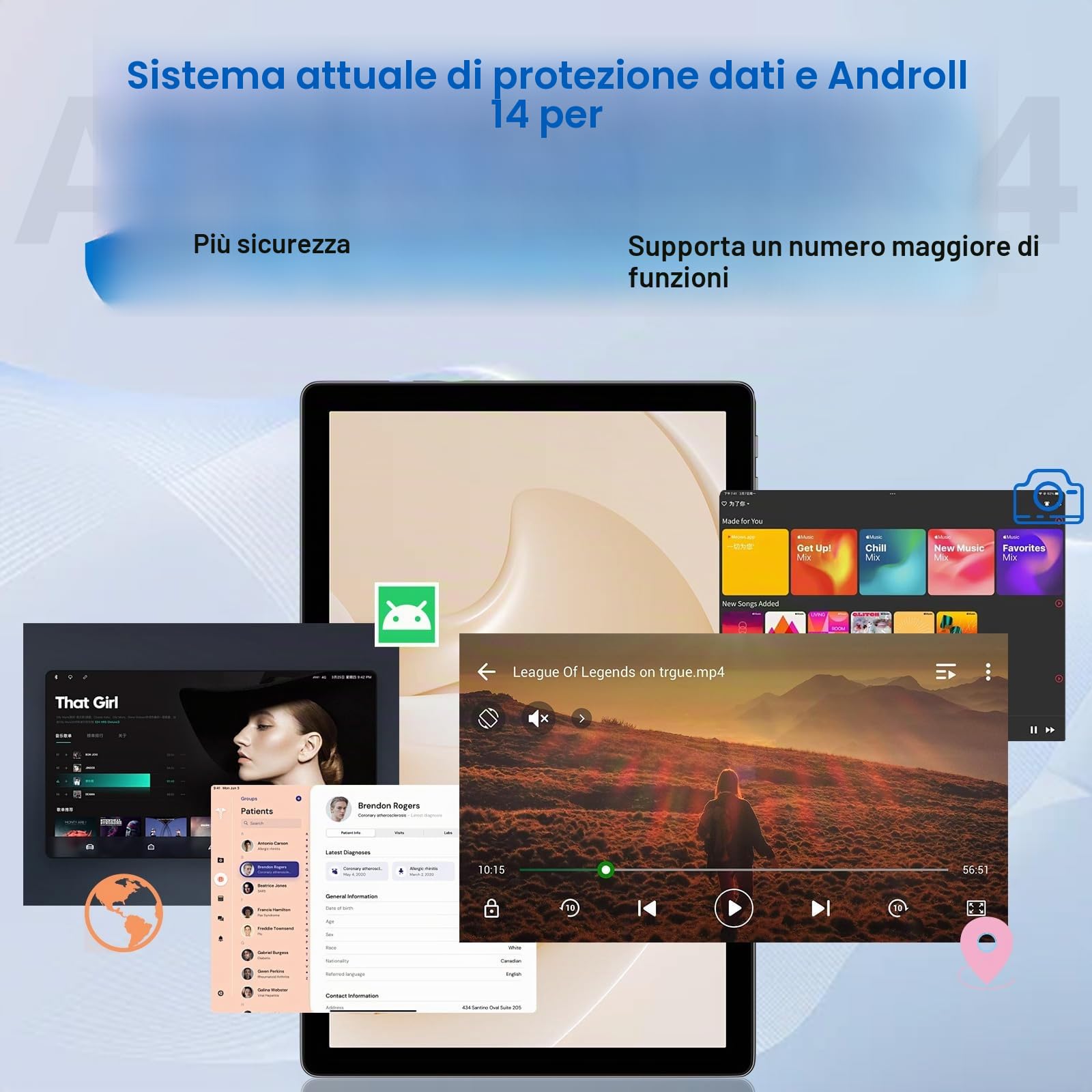 2026 Tablet 10 Pollici con Widevine L1, Android, 20GB RAM+128GB ROM(TF 2TB), Octa-Core 2GHz, WiFi 6, Gemini AI, Bluetooth 5.0, 8MP+5MP, con Tastiera e Mouse, Grigio