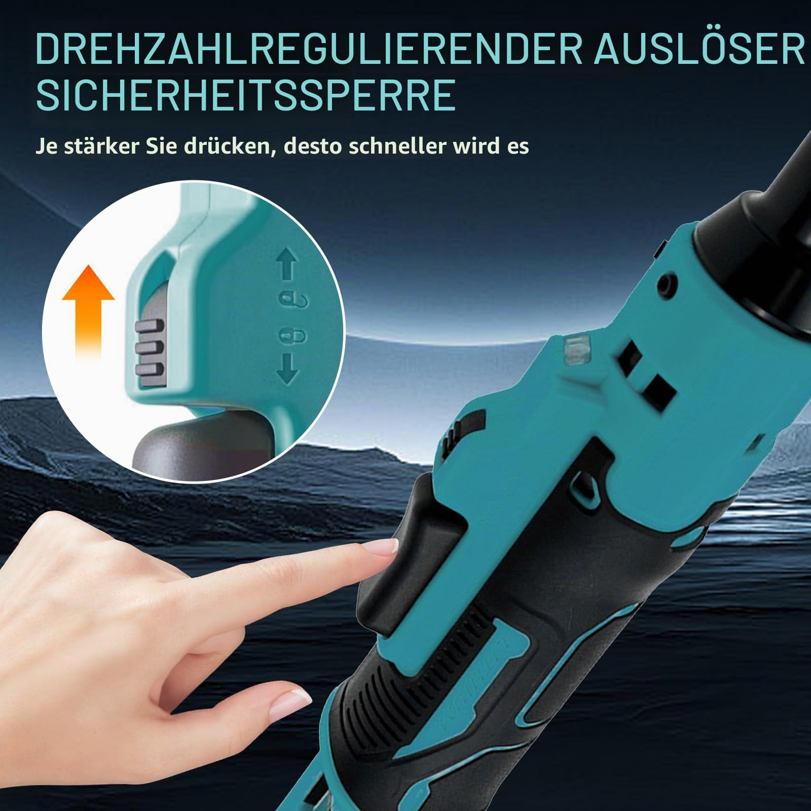 Akku Ratsche für Makita 18V-akku – 3/8" Ratschenschlüssel,60 Nm 400 U/min Elektrisch Ratschenschrauber, Kabelloser Ratsche mit 8 Steckschlüssel,1/4" Adapter und 3" Verlängerungsstange(Ohne-akku)