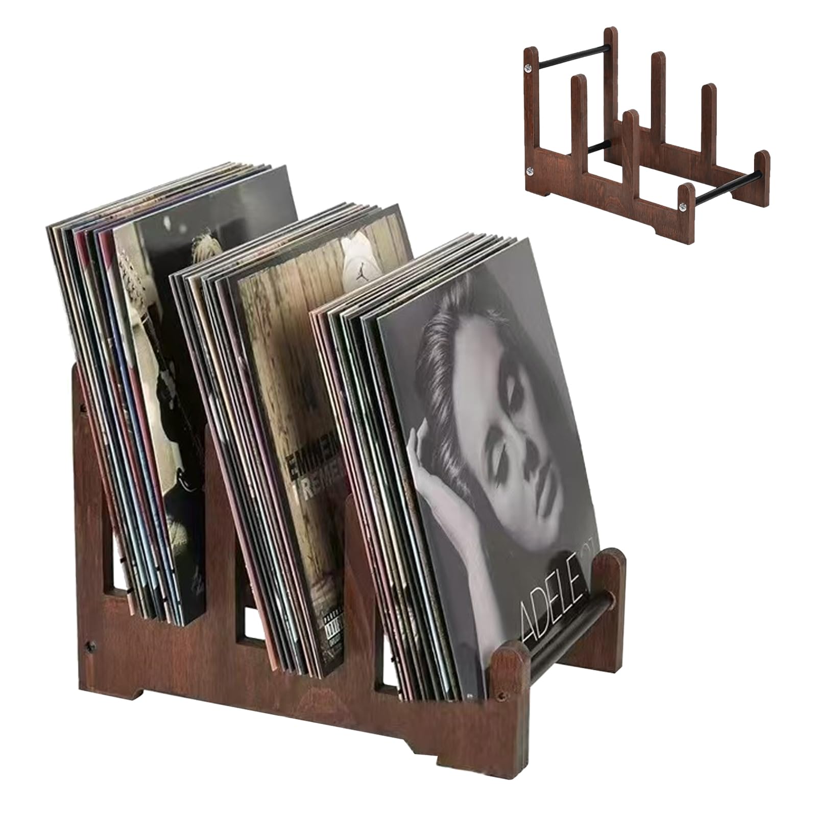 Volumoon Supporto Per Dischi In Vinile Nero – Espositore In Metallo 43,5x34x30,5 Cm, Per Album, Riviste E Libri, Design Minimalista