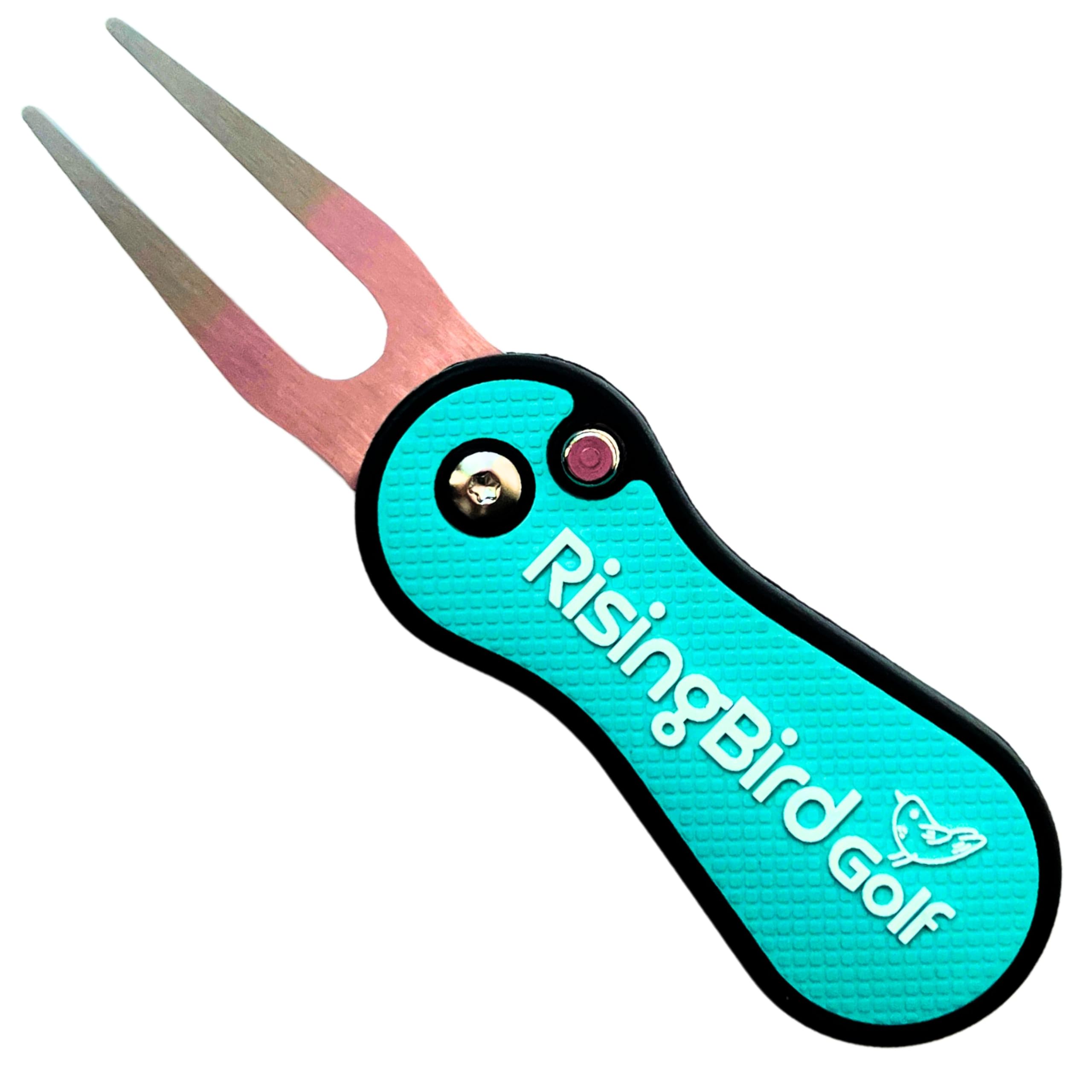 RisingBird Golf Divot Repair Tool, Pivot Tool, Ergonomic Grip & Vibrant Colors, Lightweight, Golf Accessories, Golf Gift, USA Company (1, Sky Blue)