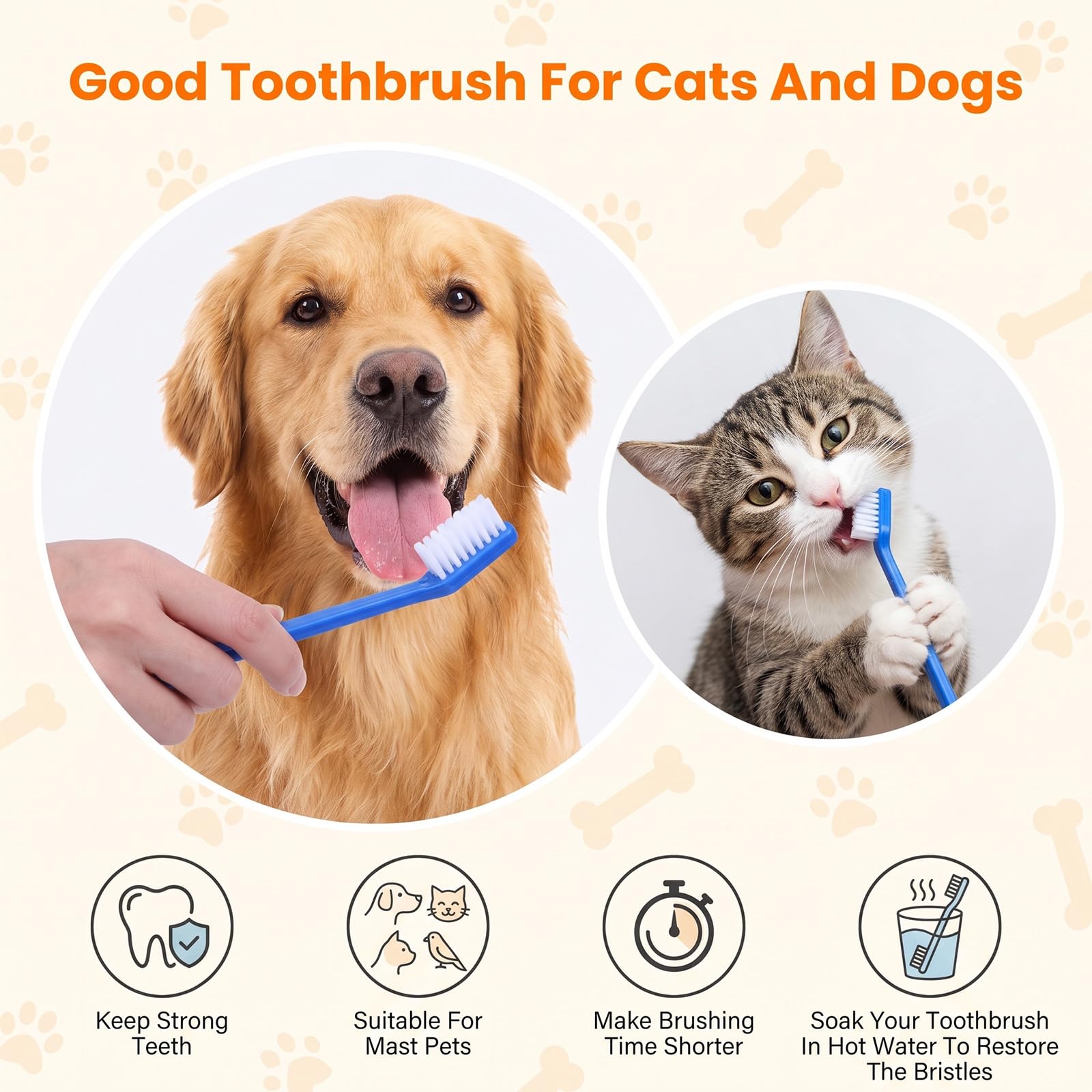 Lot de 200 brosses à dents pour chien à double tête